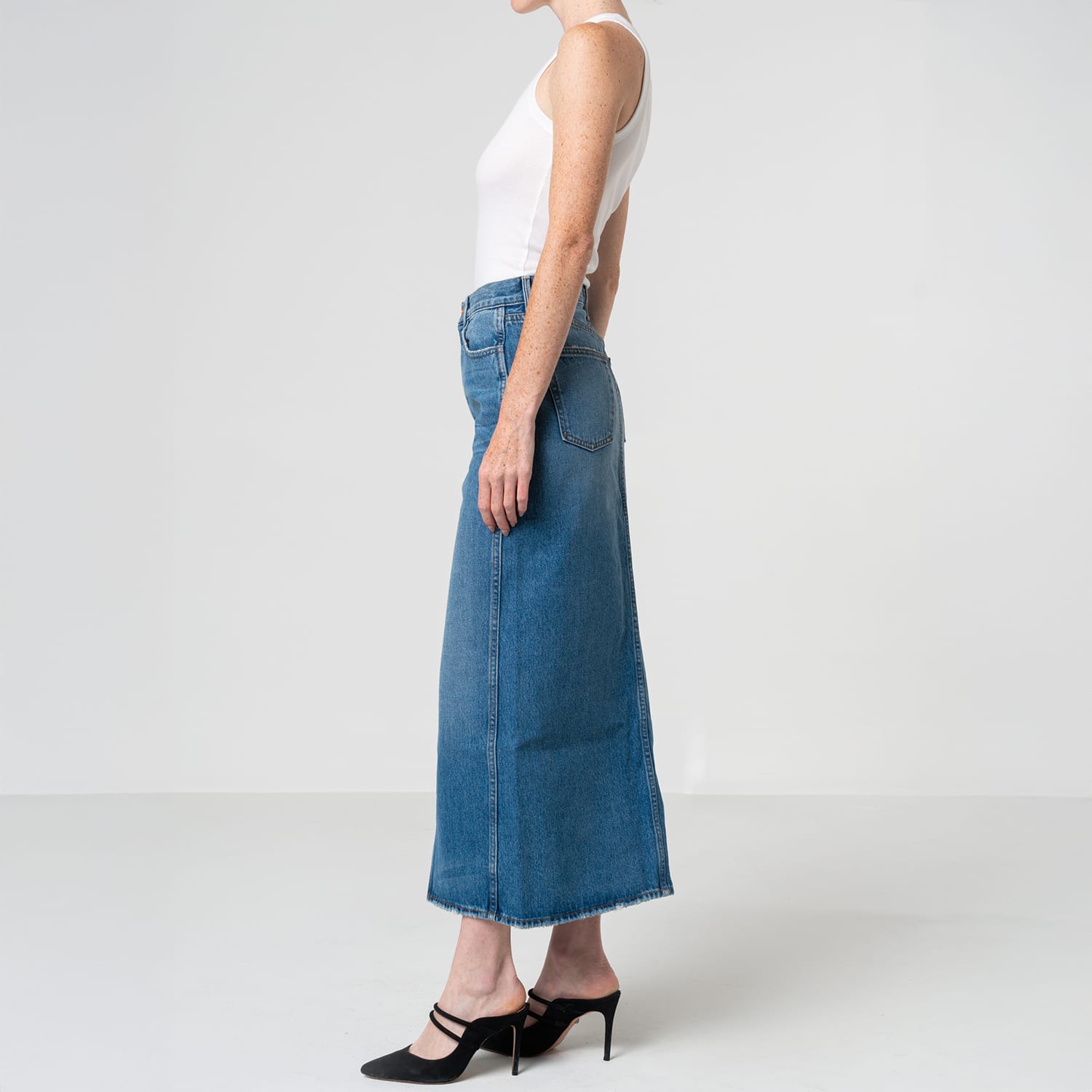 Jackie Classic Denim Maxi Skirt In Charlotte | Noend Denim | Wolf