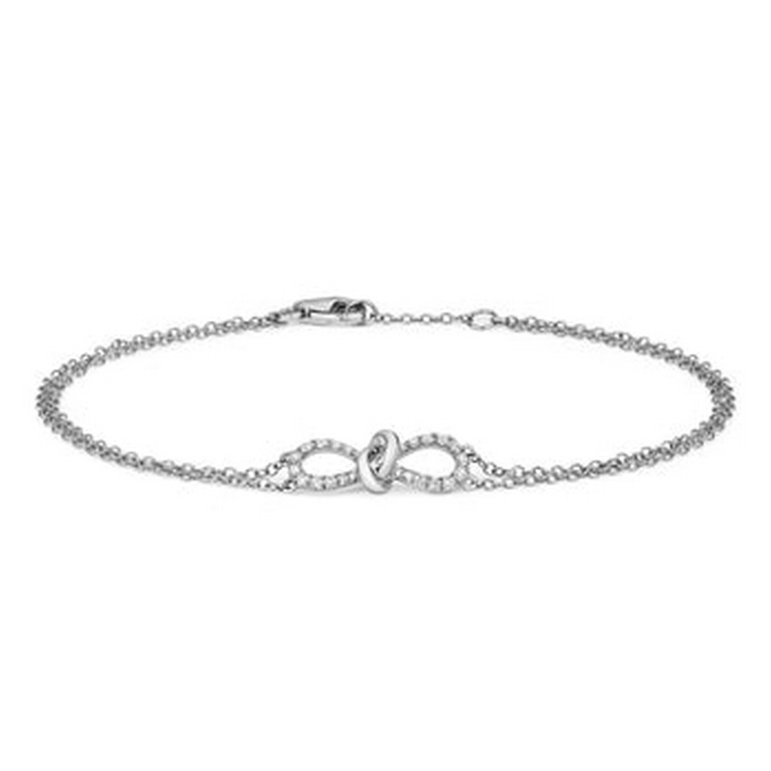 Cervin Blanc Women's Diamond Bow Ribbon Bracelet In White Gold Chain In White