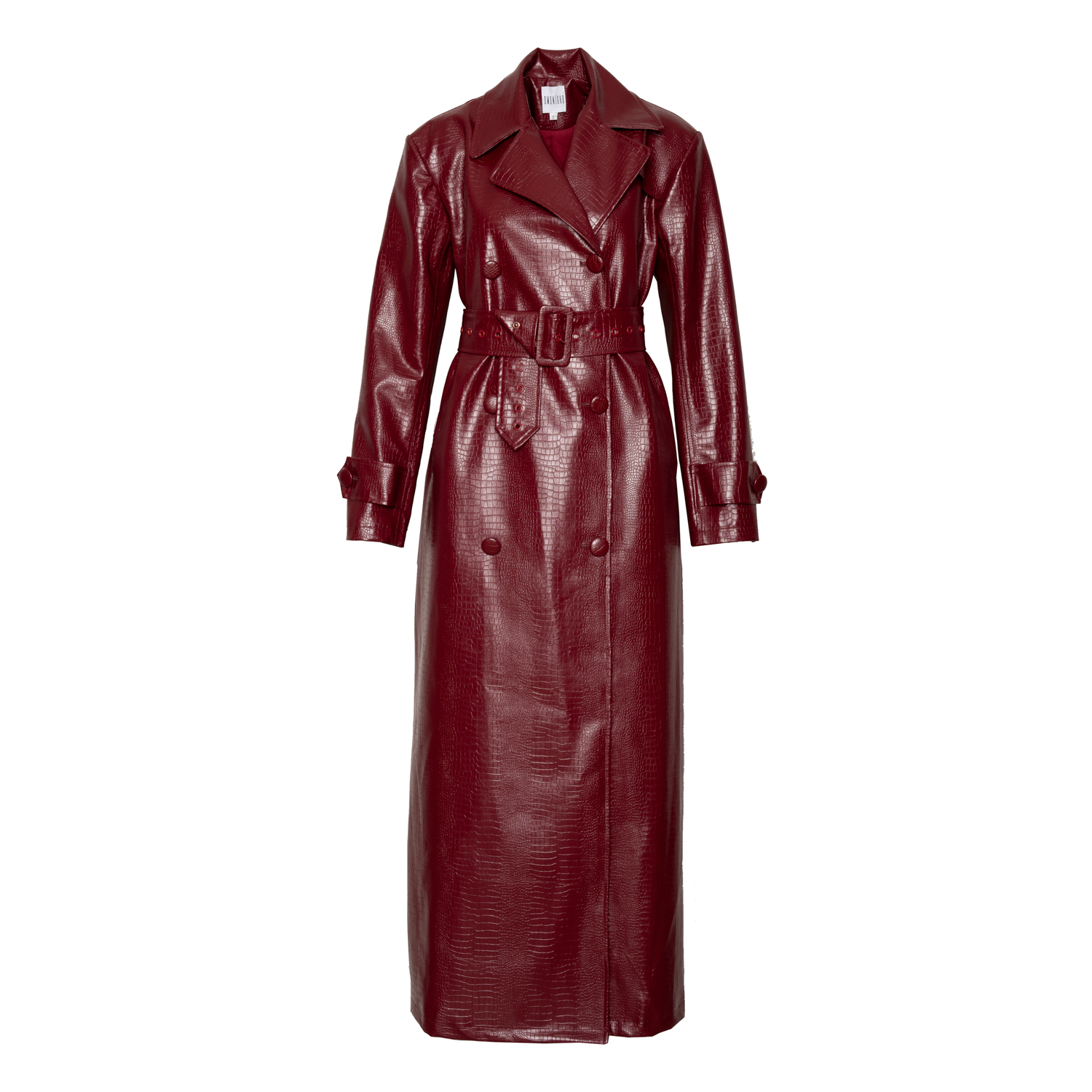 Burgundy Faux Leather Trench River Island Croc Faux Leather Trench
