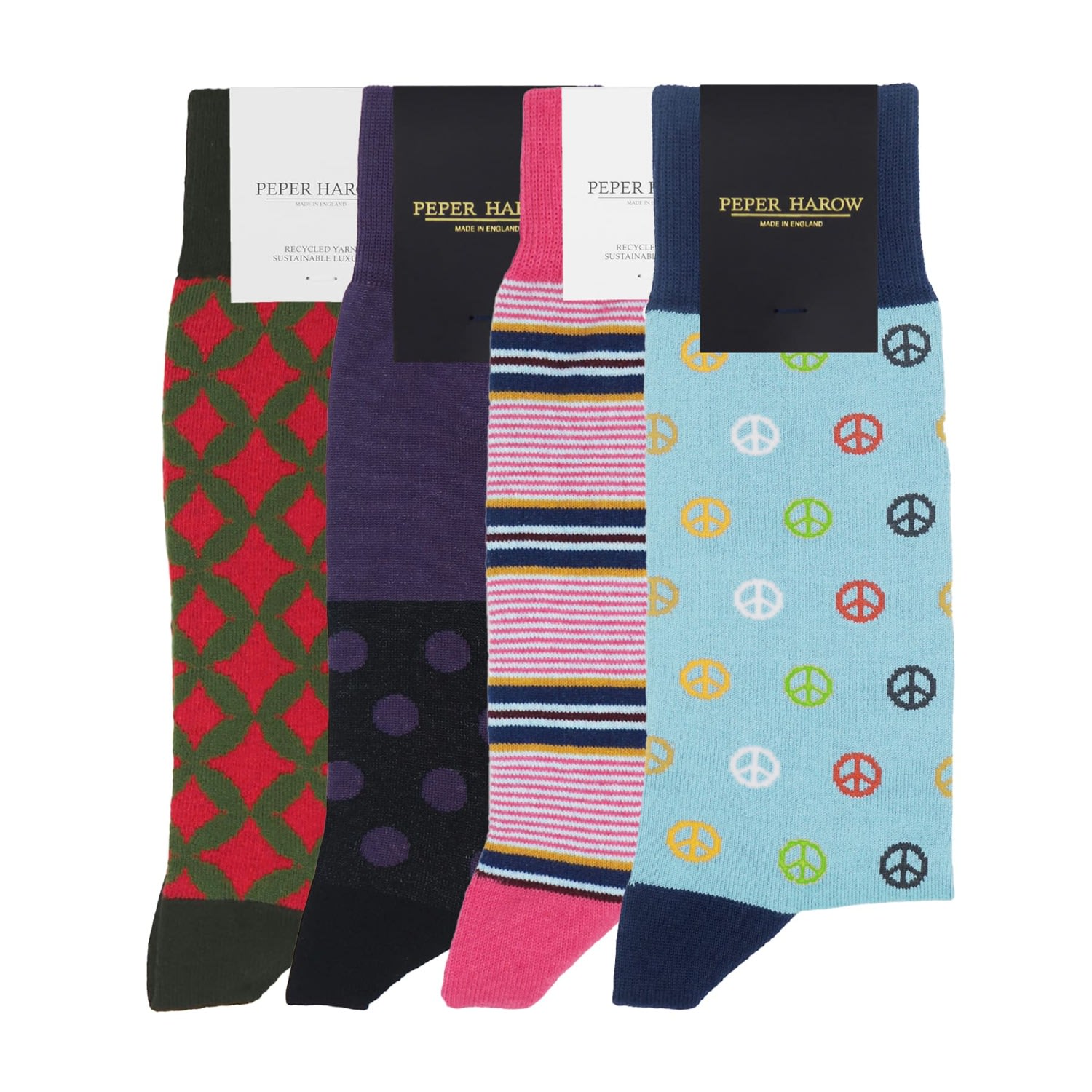 Peper Harow - Made In England Men's Men's Socks Bundle - Spring In Blue/pink/purple/red
