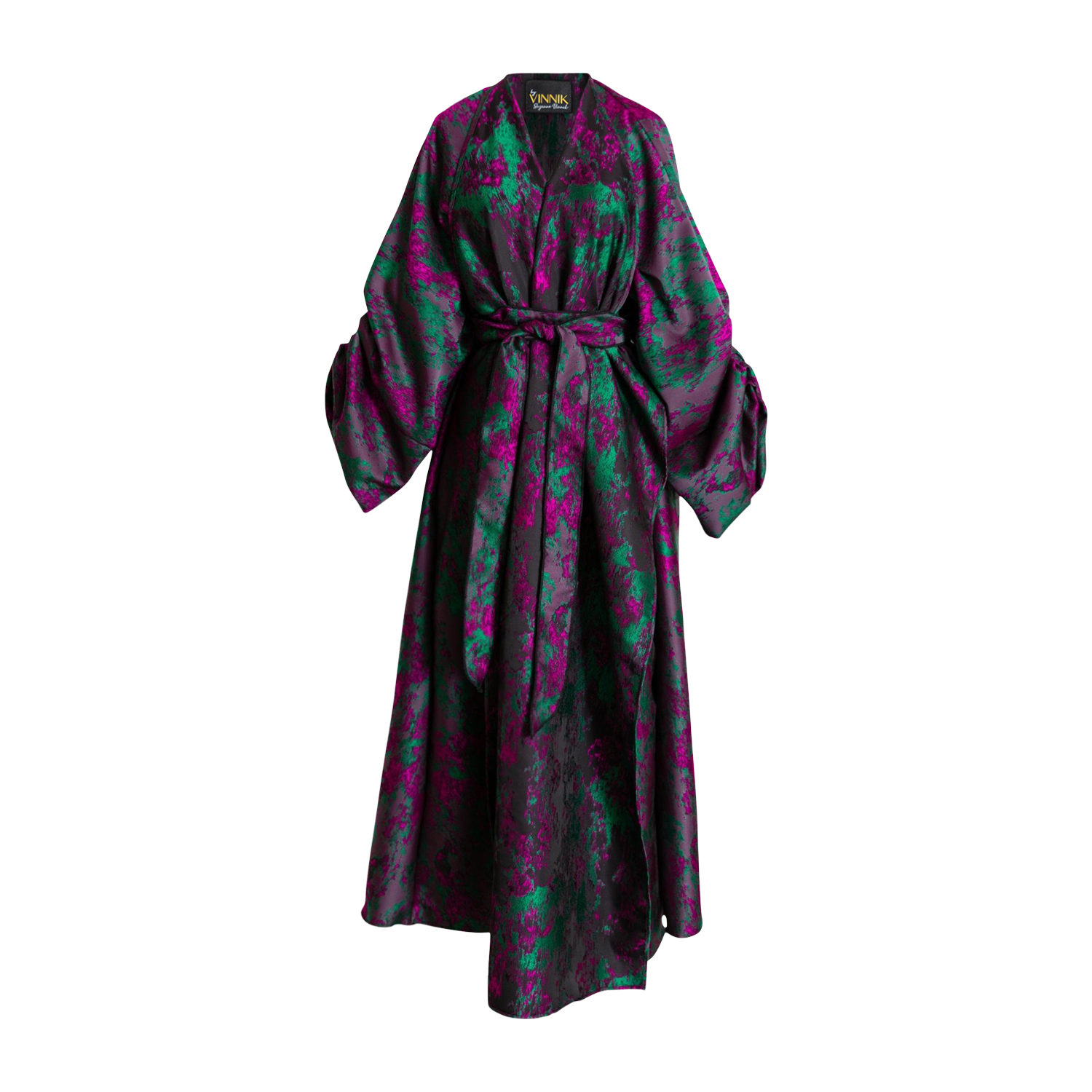 Women’s Pink / Purple Long Jacquard Parisian Coat- Maometto Green And Pink One Size Byvinnik