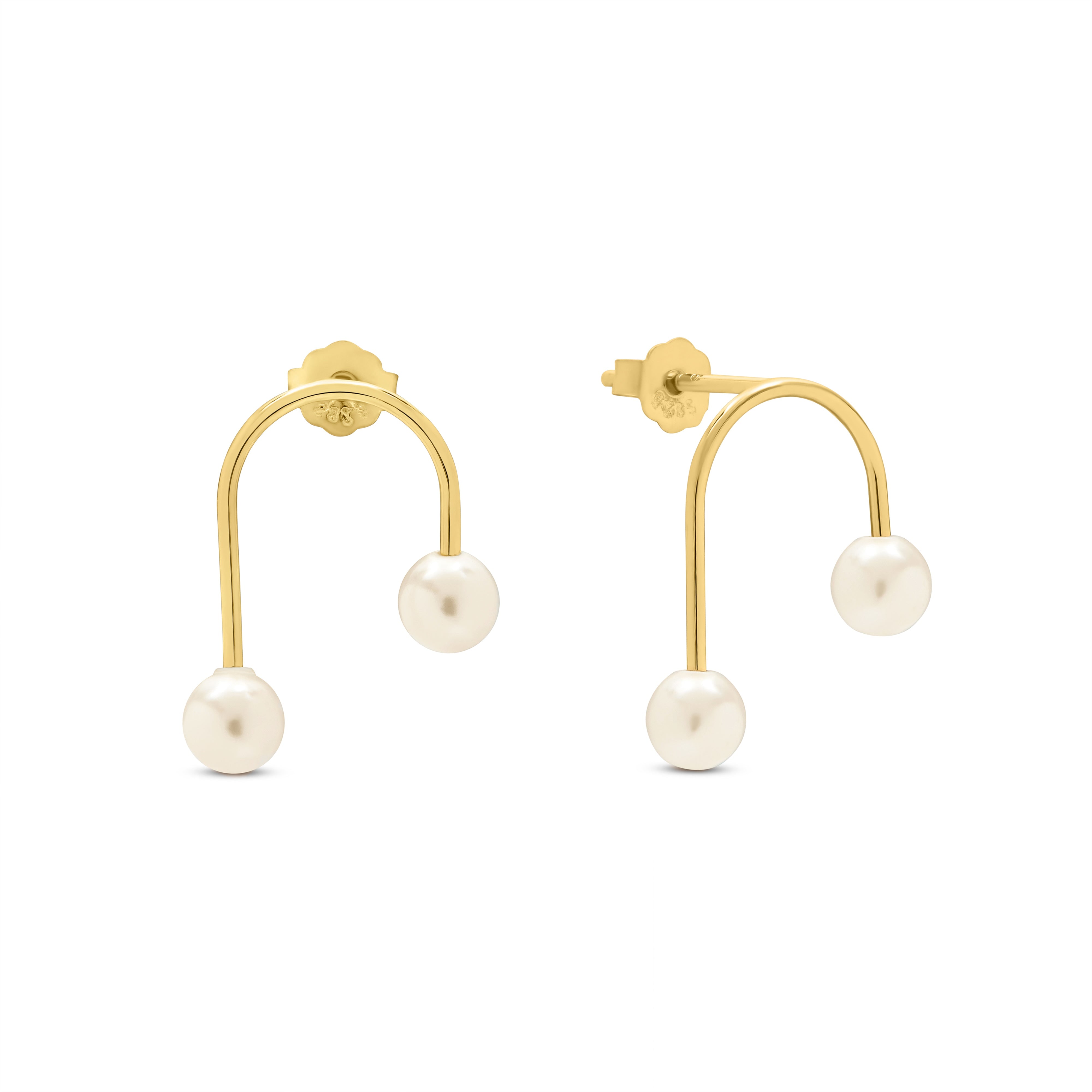 Esterah Women's Gold Pearl Arc Earrings