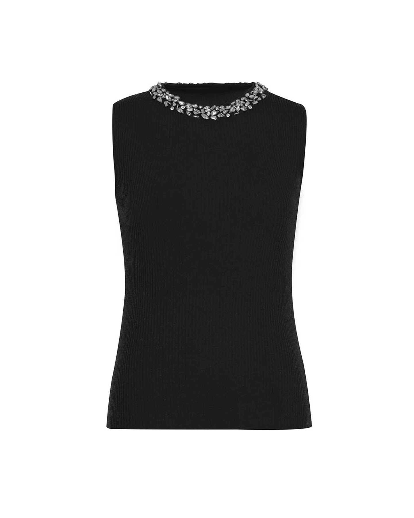 Theo The Label Women's Nomia Embelished Rib Tank - Black In Black