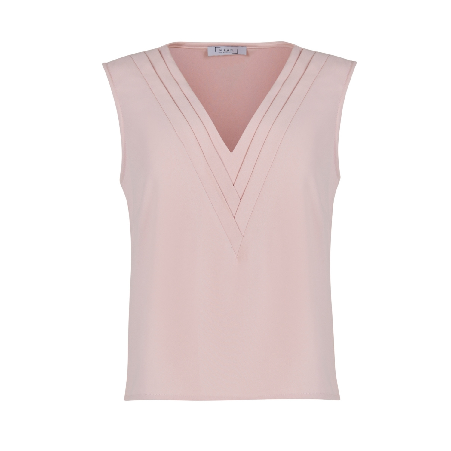 Maan Istanbul Women's Rose Gold V-neck Sleeveless Powder Pink Blouse - Your Three Sides In Rose Gold
