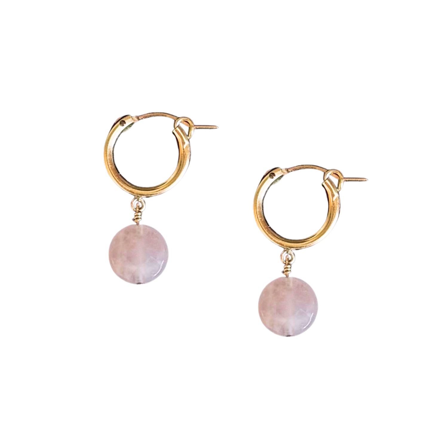Herself Collections Women's Gold / Pink / Purple Bella Rose Quartz Hoop Earrings