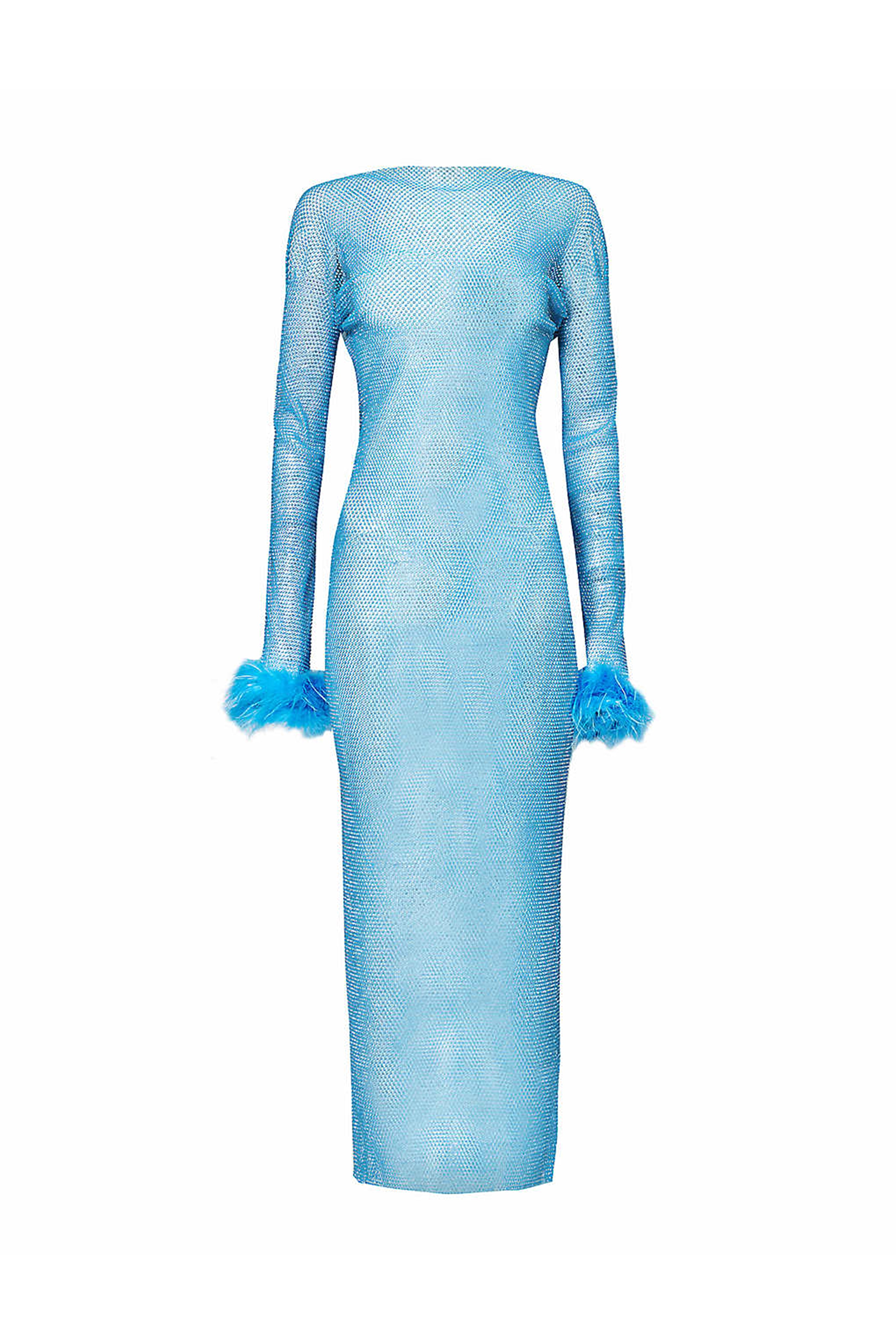 Amy Lynn Women's Seville Blue Net Mesh Rhinestone Maxi Dress