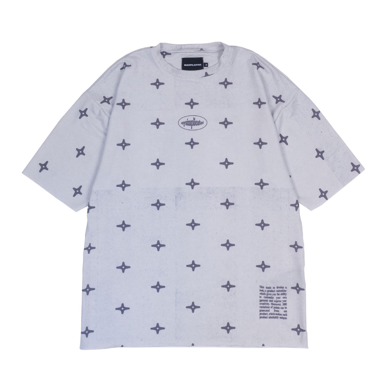 Mysimplicated Men's Grey Oversized Full Print T-shirt - Stars Design