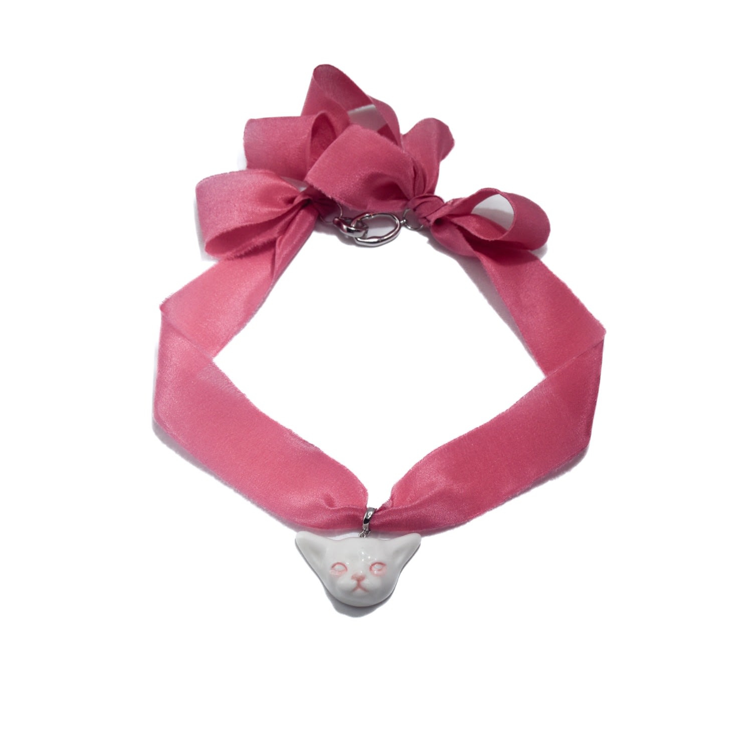 H2 Studio Women's Pink / Purple Angry Puss Hot Pink Silk Necklace