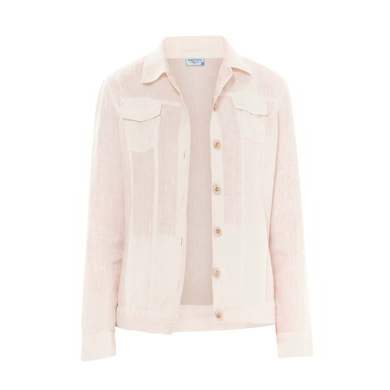 Haris Cotton Women's Neutrals Flap Pocket Linen Jacket With Lace Ecru In Beige
