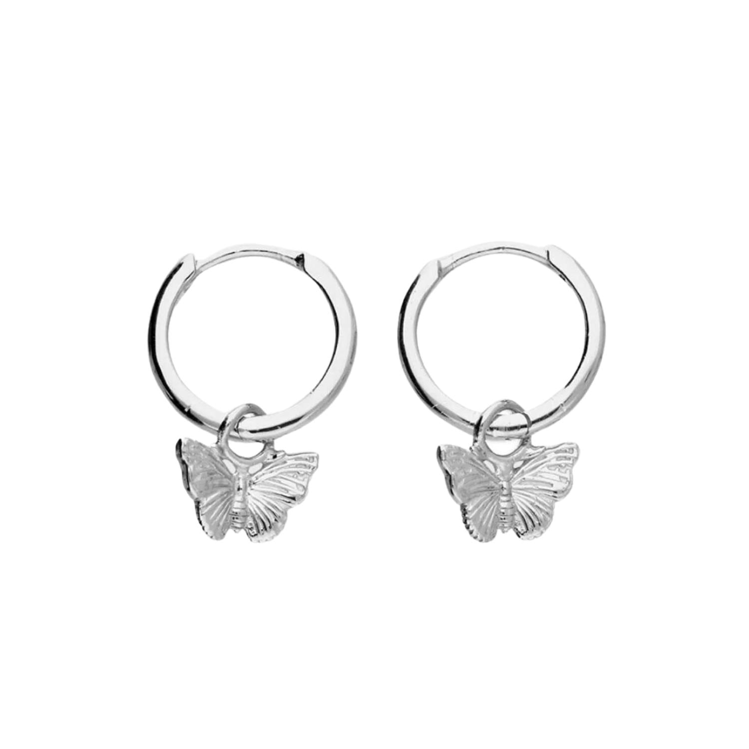 Women’s Butterfly Huggie Earrings Silver Fiyah Jewellery