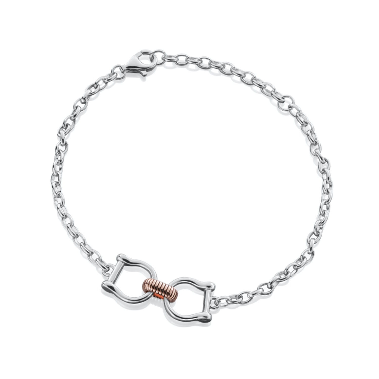 Women’s Silver & Rose Gold Vermeil Stirrup Link Bracelet. Steff Jewellery