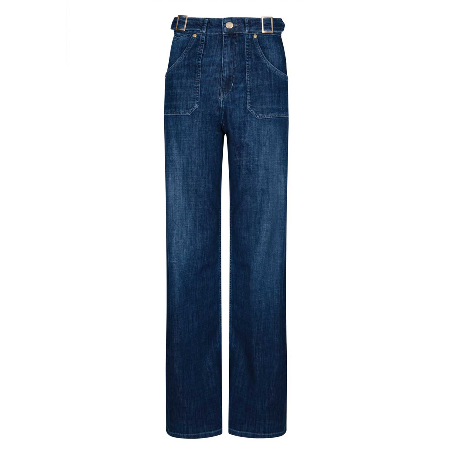 Donna Ida Blue Minnie The High Top Full Length Wide Leg Flared Jeans - Moonlit Morning In Blue