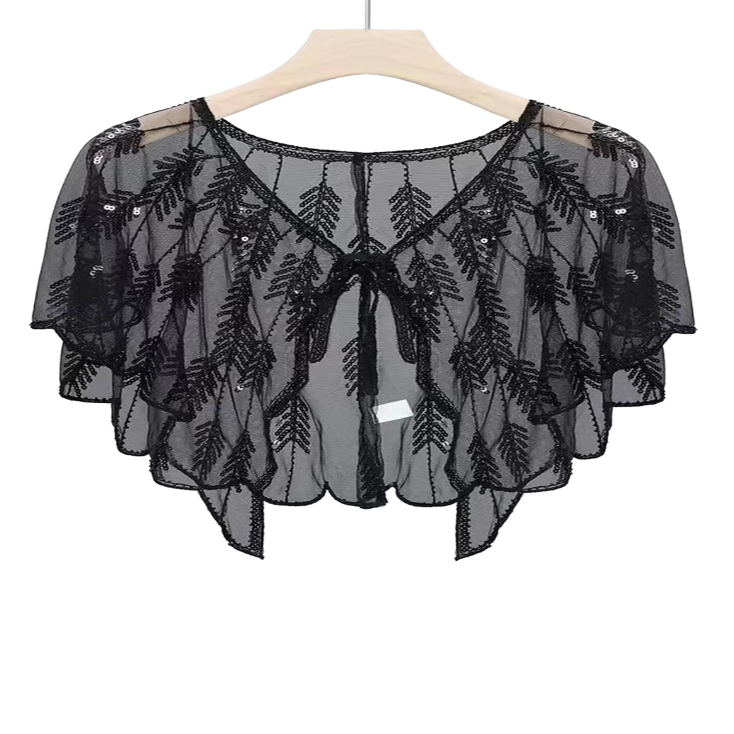 Saachi Women's Mesh Sequin Black Capelet In Black