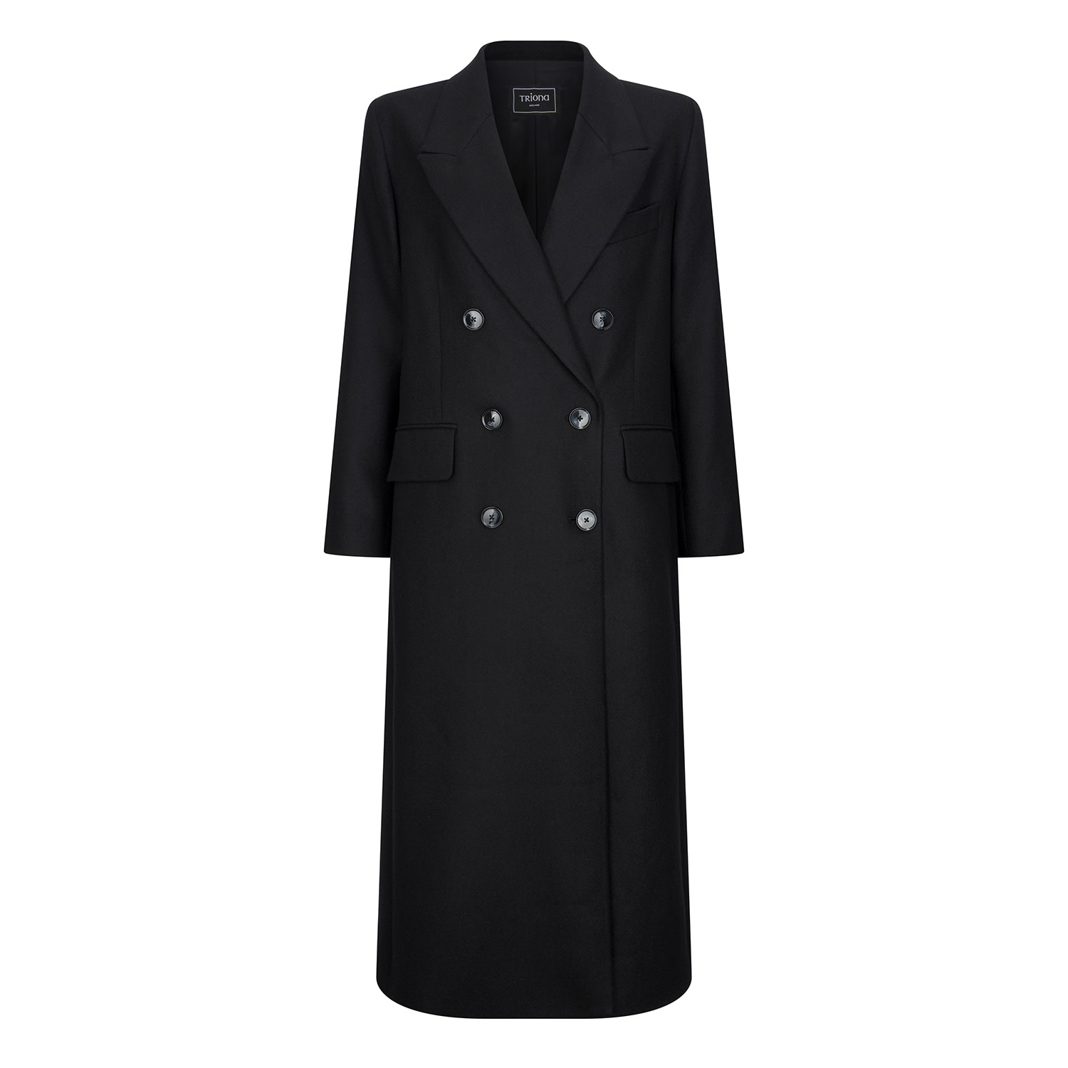Triona Women's Black Twill Niamh Double Breasted Coat In Black