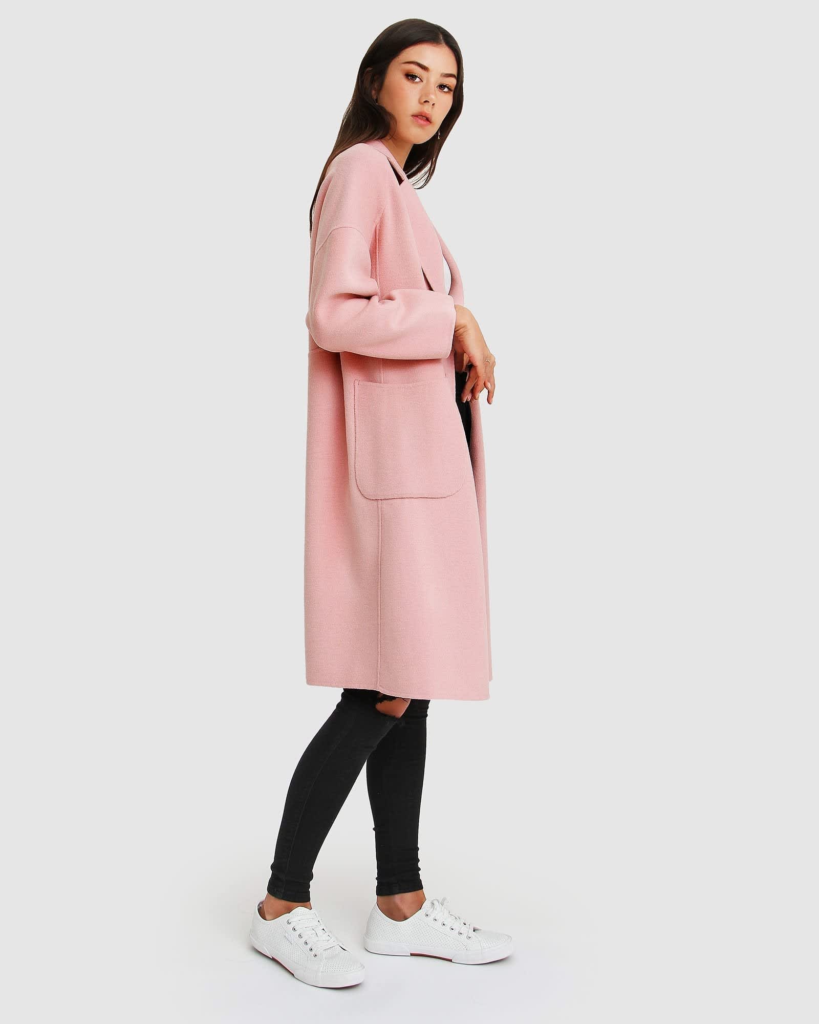 Publisher Double-Breasted Wool Blend Coat - Pink, Belle & Bloom