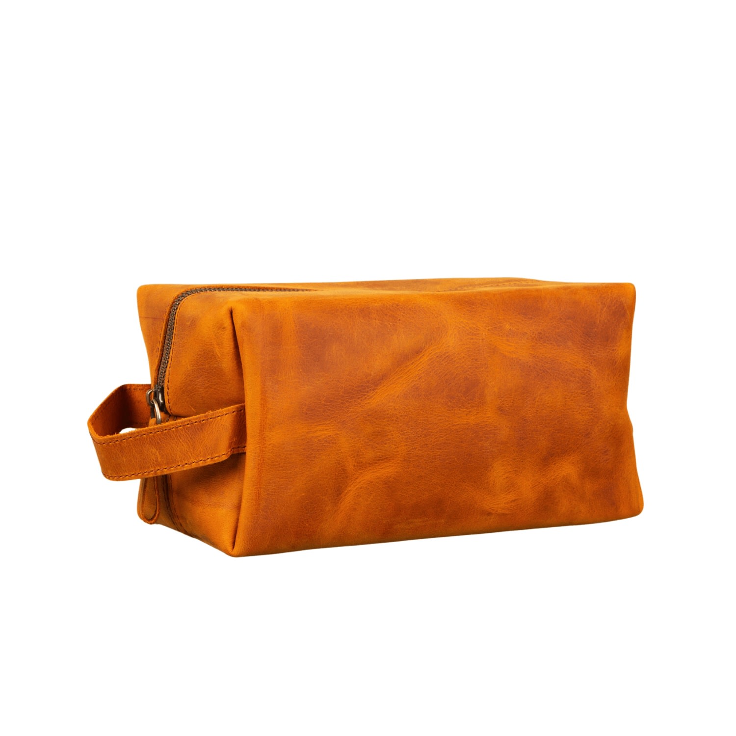 Leathere Women's Green Handmade Leather Makeup Bag - Golden-brown - Minneapolis
