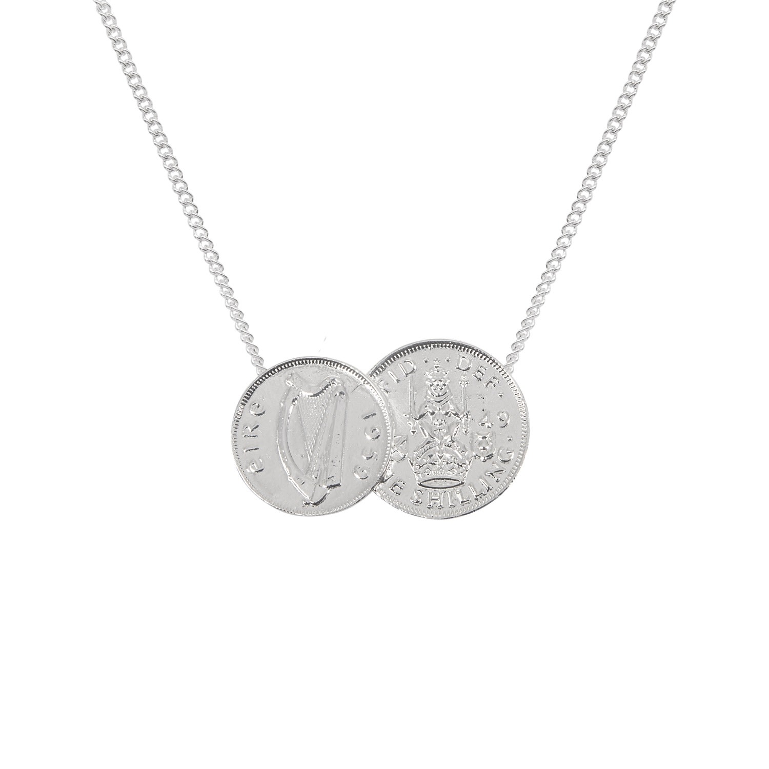 Women’s Irish & Scottish Double Coin Pendant Silver Necklace Katie Mullally