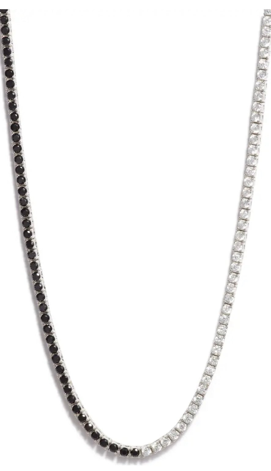 Women’s Black / White Half & Half Tennis Necklace - White & Black Shymi