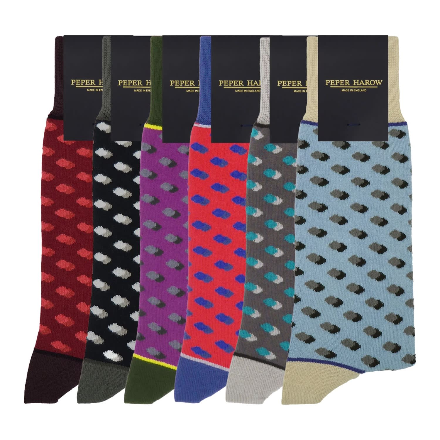 Peper Harow - Made In England Men's Men's Socks Bundle – Disruption In Black/blue/gray/purple/red
