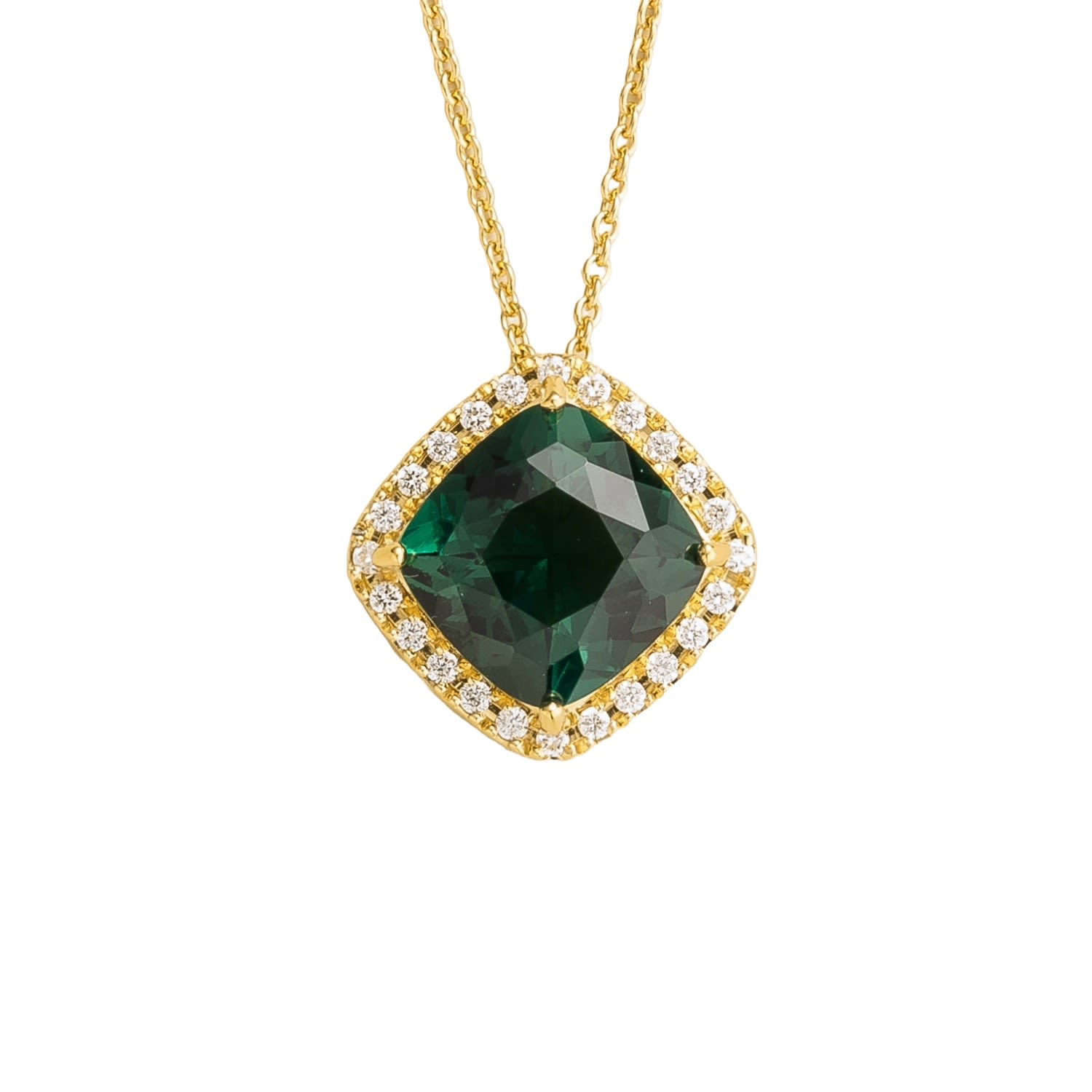 Juvetti Women's Green / White / Gold Pude Gold Necklace Emerald & Diamond In Multi