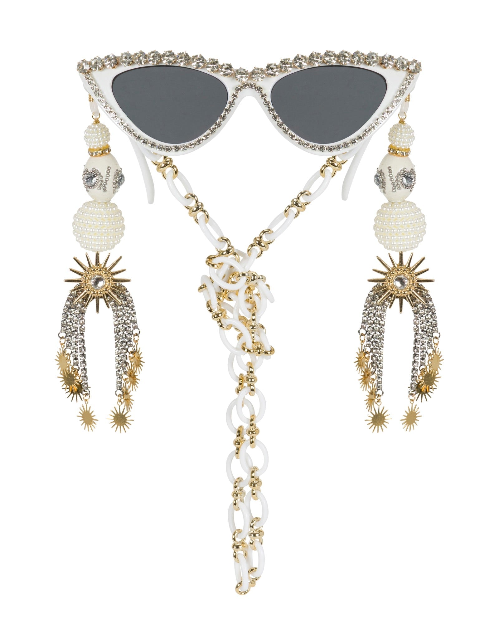 Meghan Fabulous Women's Gold / White 'til Death Do Us Part Rhinestone Funglasses In Multi