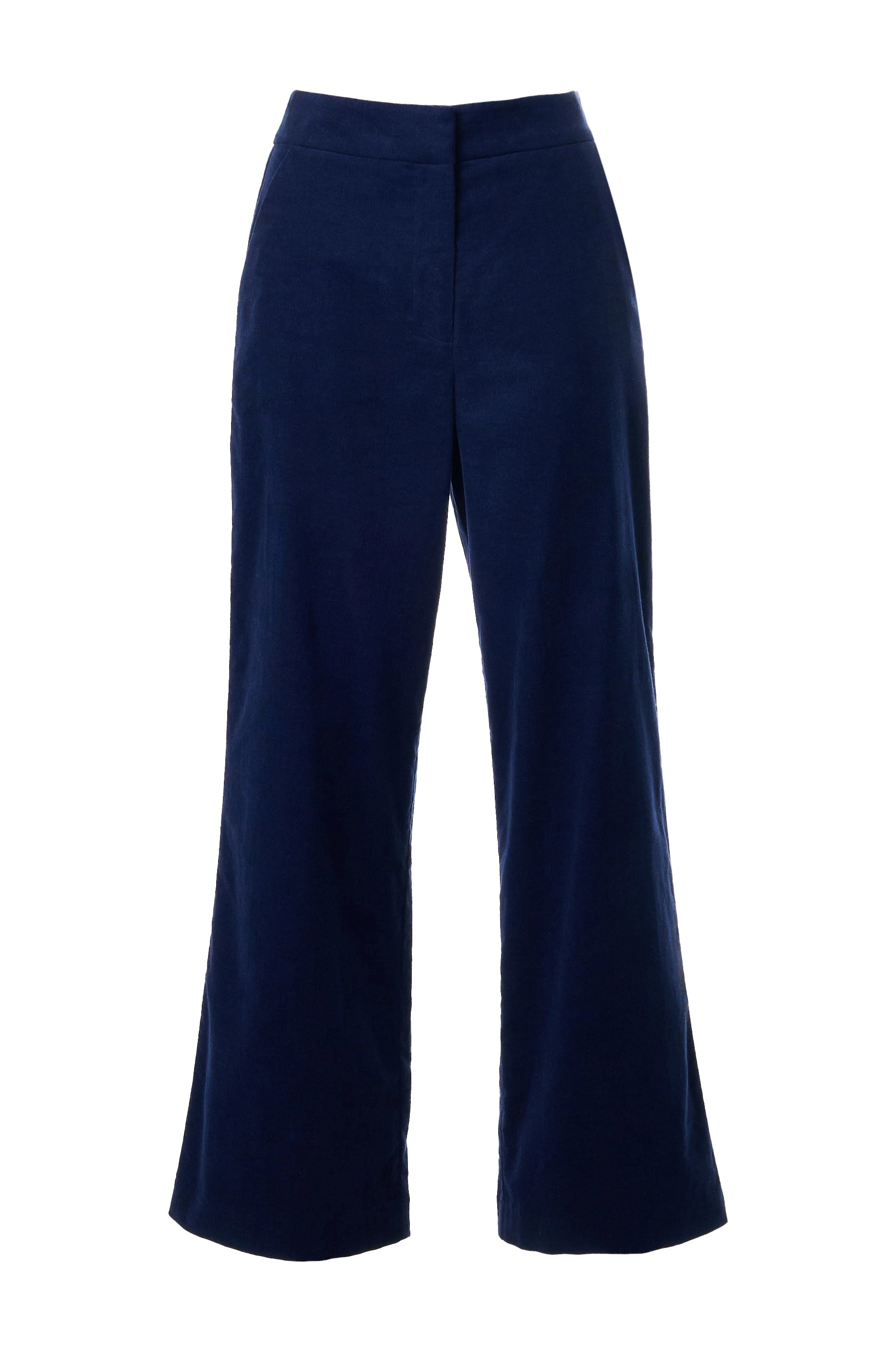 Louche Women's Blue Tilde Lightweight Baby Cord Wide Leg Trousers - Navy In Blue