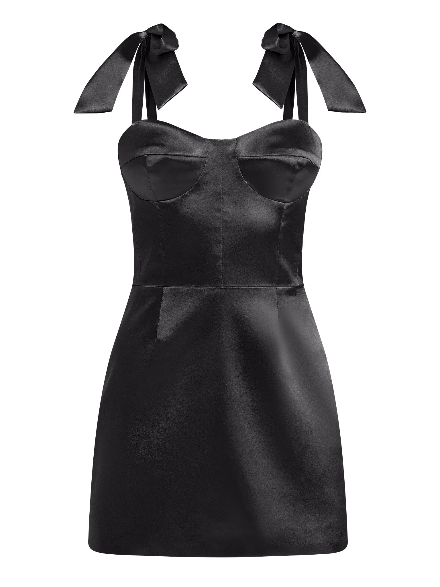 Women’s Sweetheart Melody Satin Mini Dress - Black Extra Small Tia Dorraine