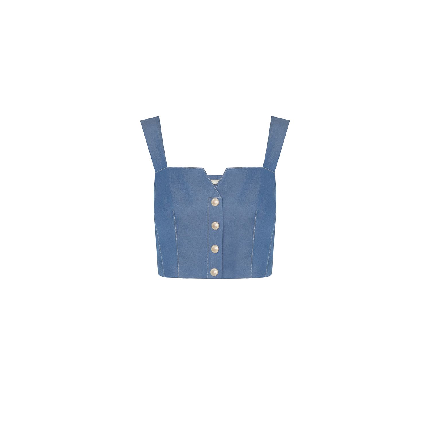 Women’s Blue Denim Effect Camisole Indigo Top Medium Rue Les Createurs