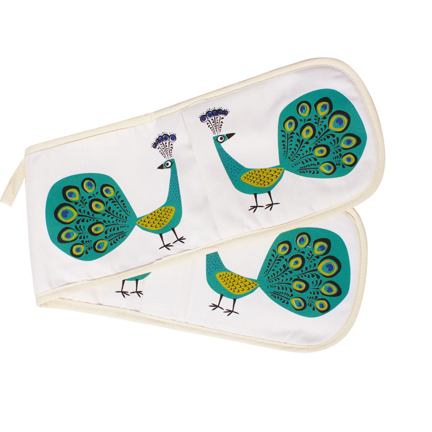 Neutrals / Blue Peacock Oven Gloves Hannah Turner