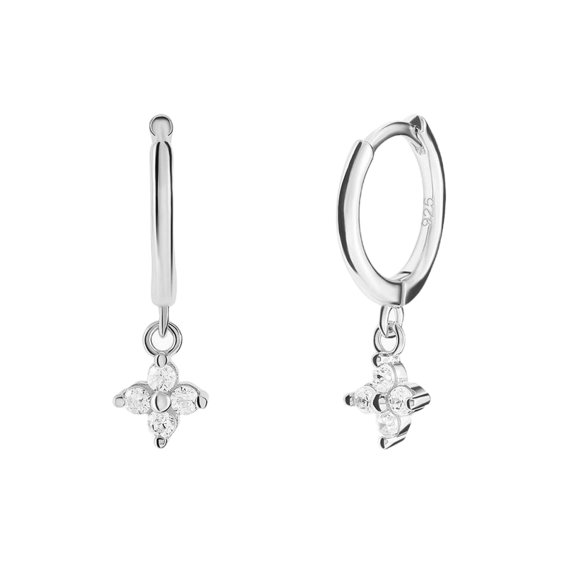 Gold Trip Women's Crystal Flower Huggie Hoops In Silver In Gold