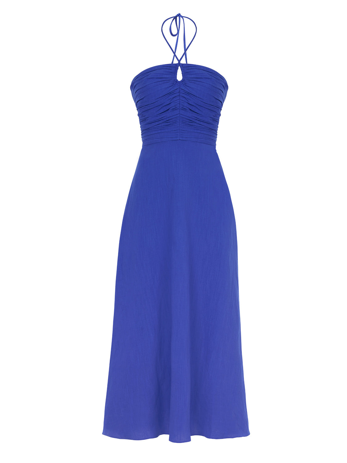 Shop Nocturne Women's Blue Draped Linen Dress