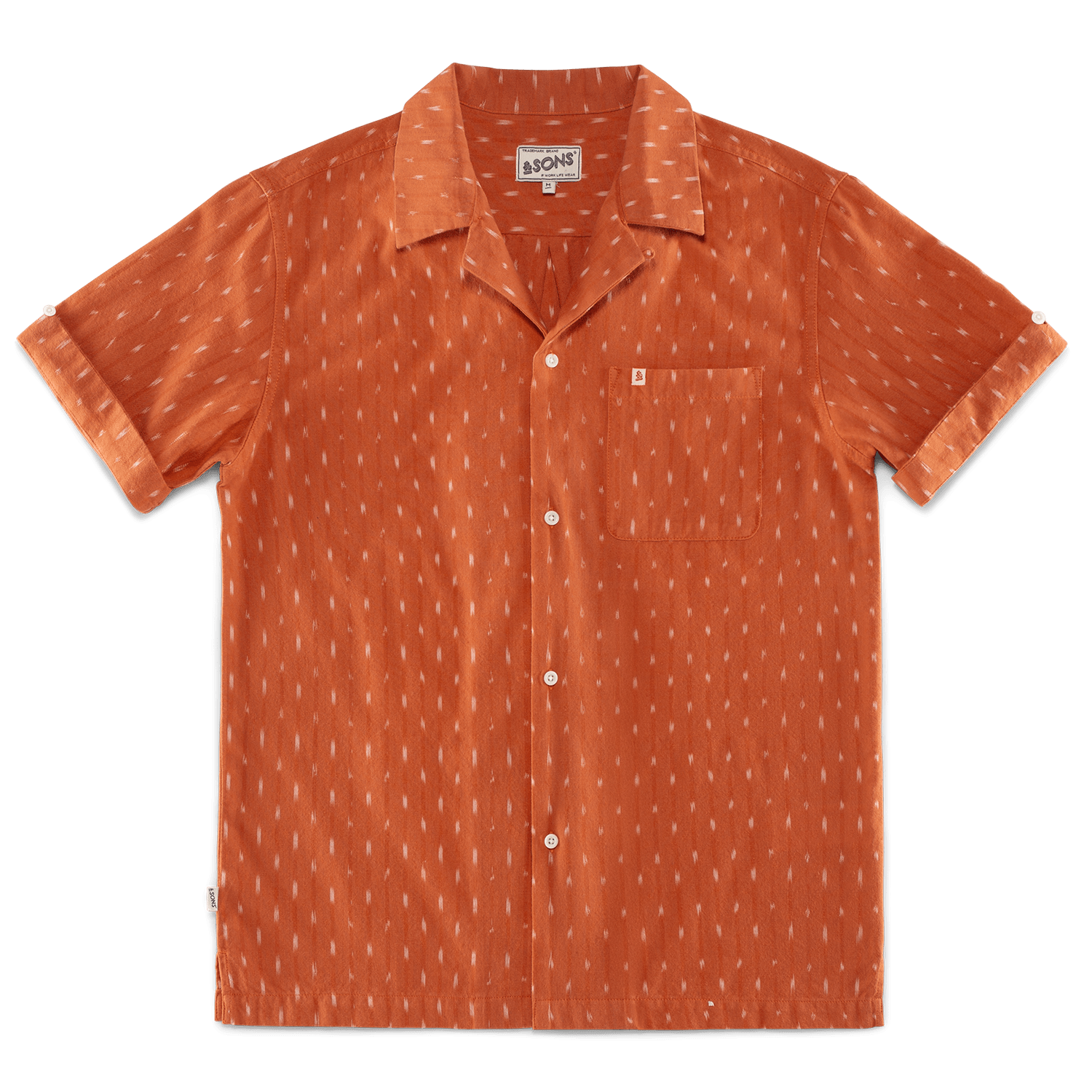 &sons Trading Co Men's Yellow / Orange Del Rey Ikat Shirt Burnt Orange