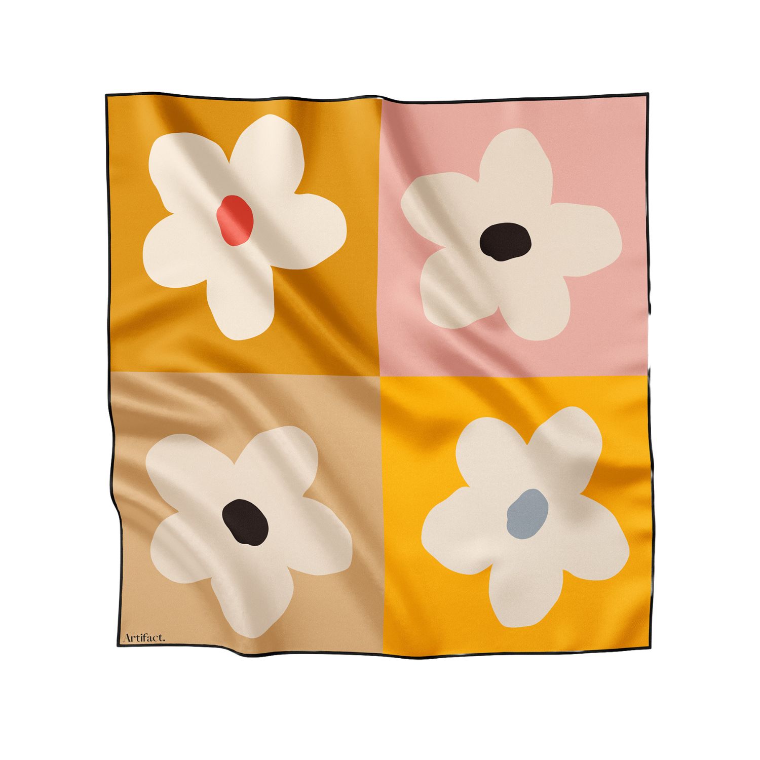 Artifact. Women's Pink / Purple / Yellow Petal Pop Square Silk Scarf
