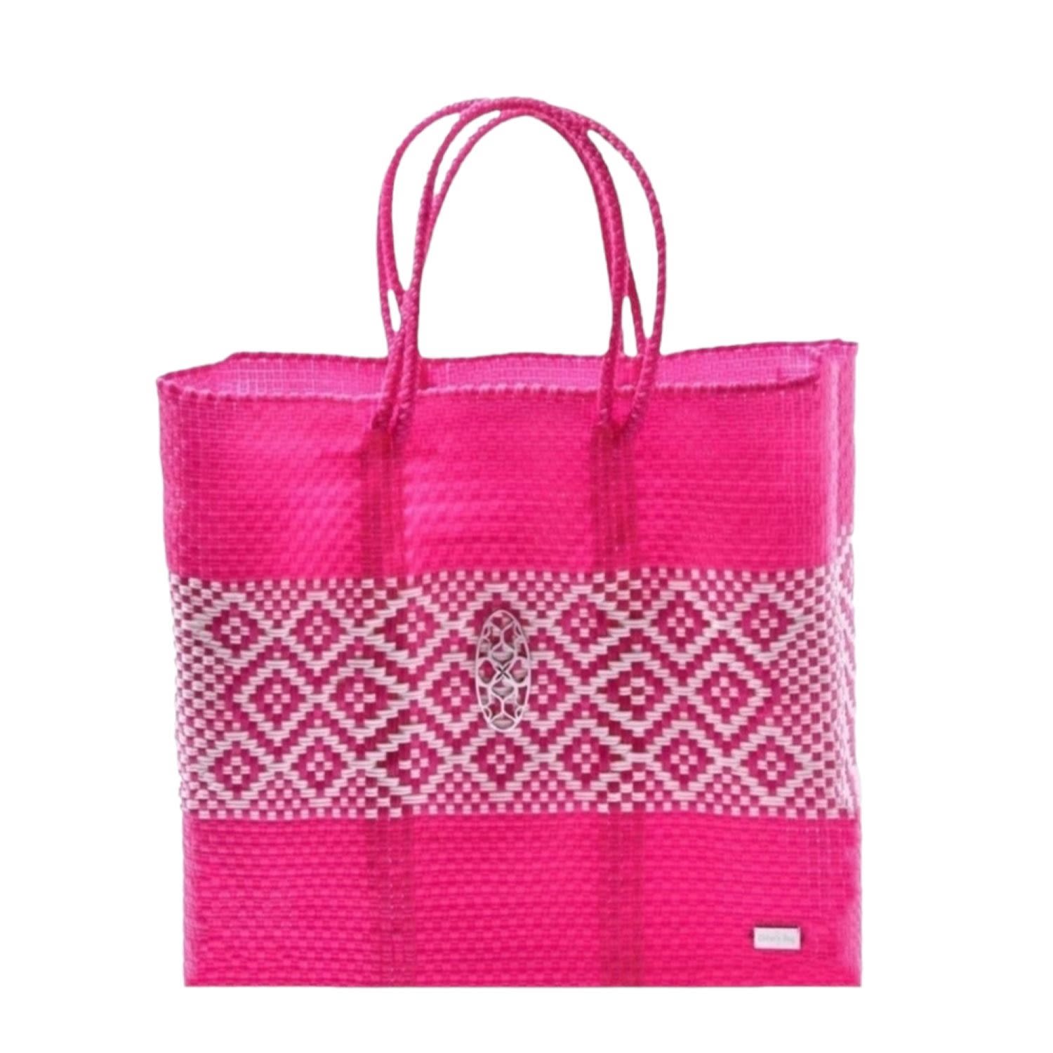 Women’s Pink / Purple / White Medium Pink Aztec Stripe Tote Bag Lolas Bag