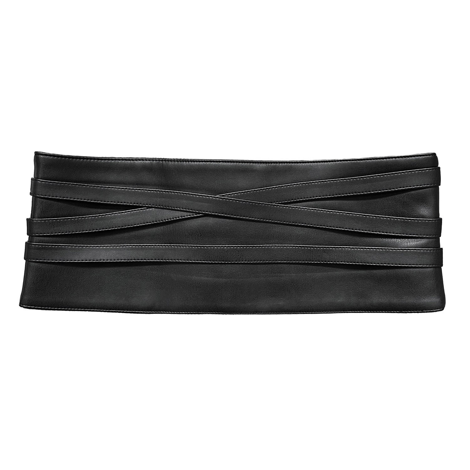 Article X Women's Black Leather Strap Obi Belt In Black