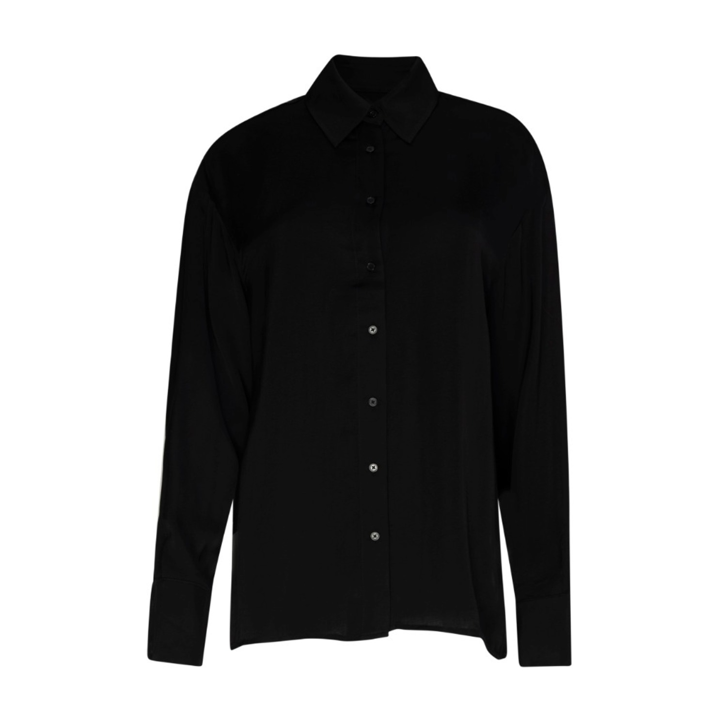 Circular Path Women's Long Sleeve Oversized Shirt - Black In Black