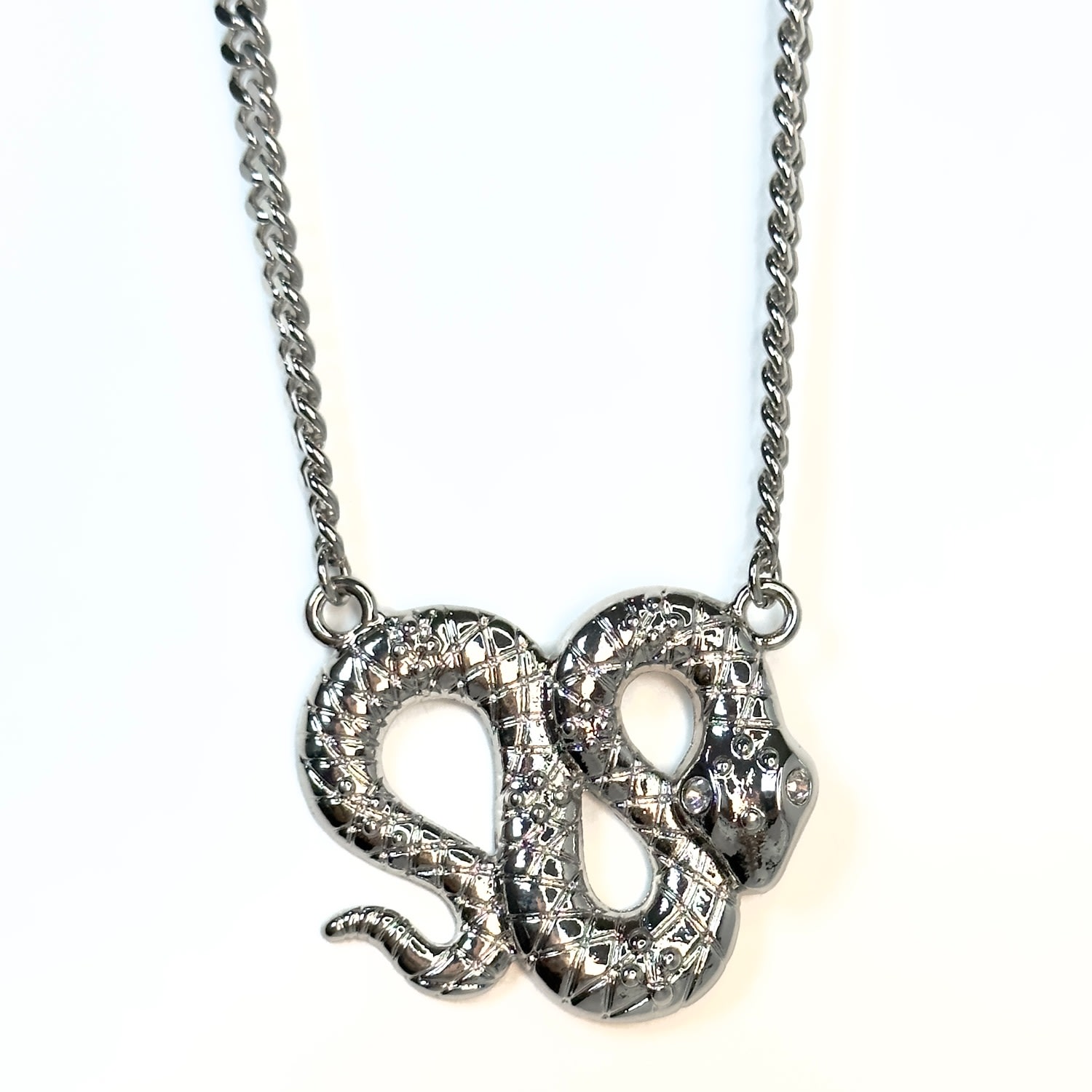 Women’s Silver Python Necklace In White Gold Jagged Halo Jewelry