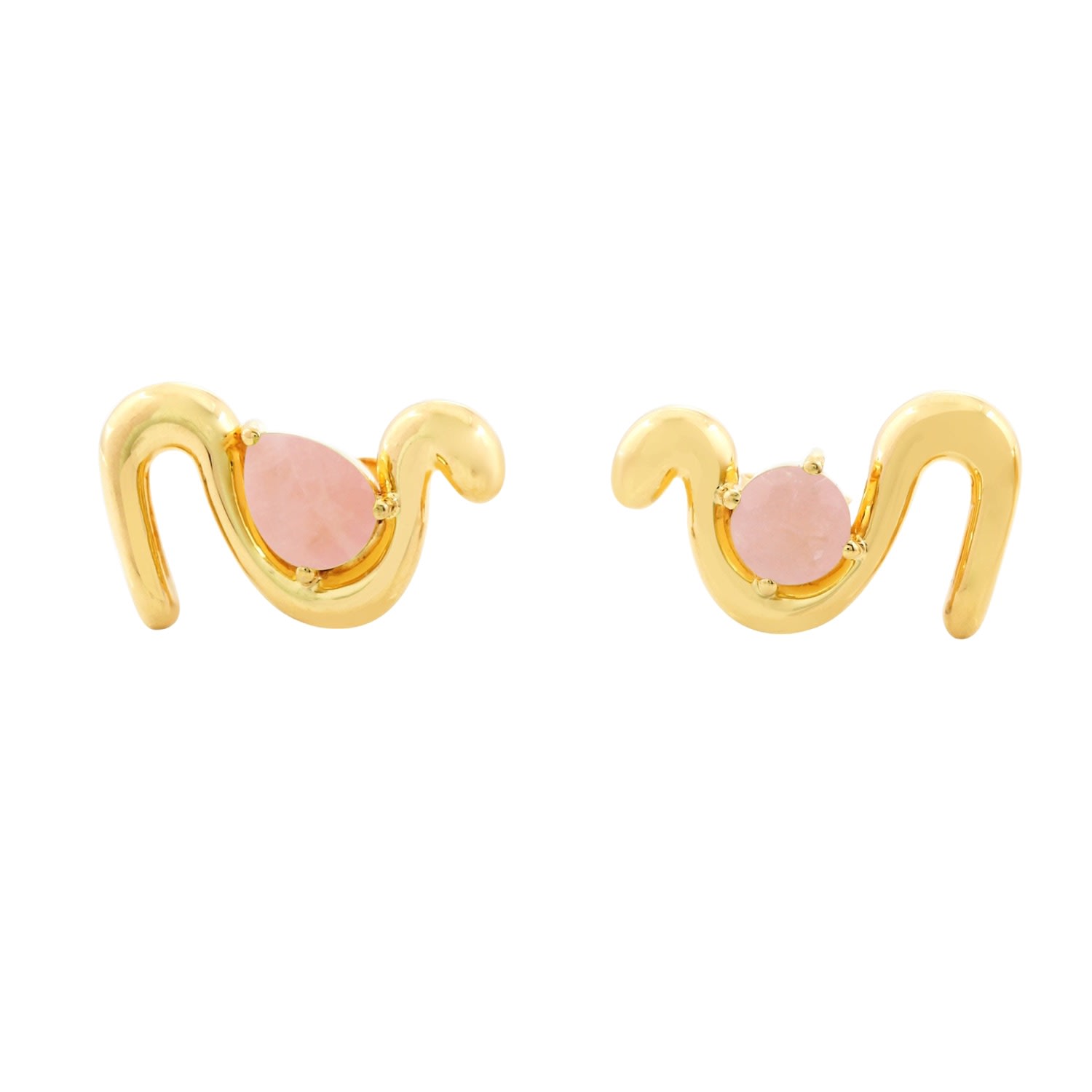 Women’s Gold / Pink / Purple Rose Statement Earrings Rose Quartz, 18K Gold Vermeil La Cte Club
