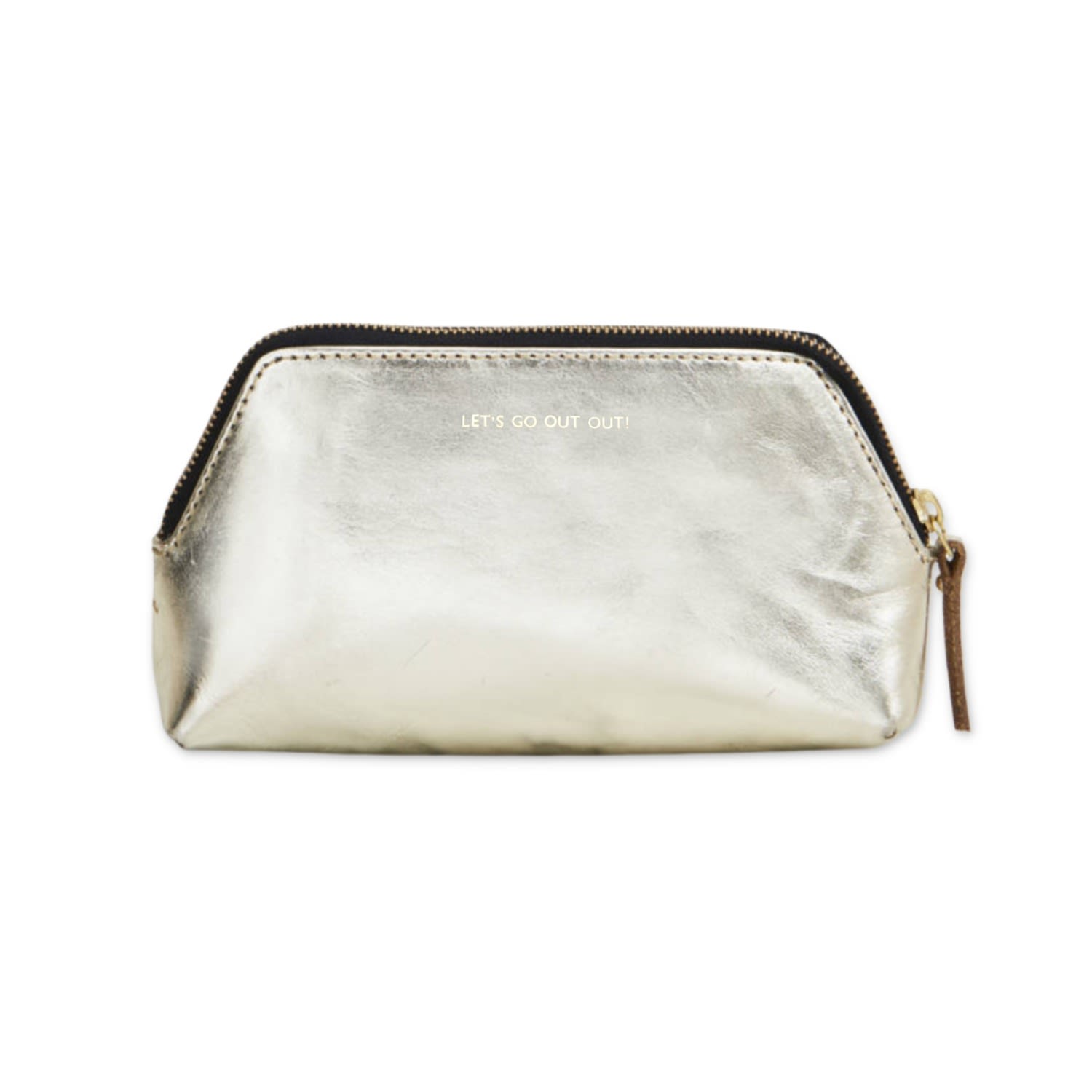 Women's Leather Make Up Bag- Let's Go Out Out - Gold | Vida Vida