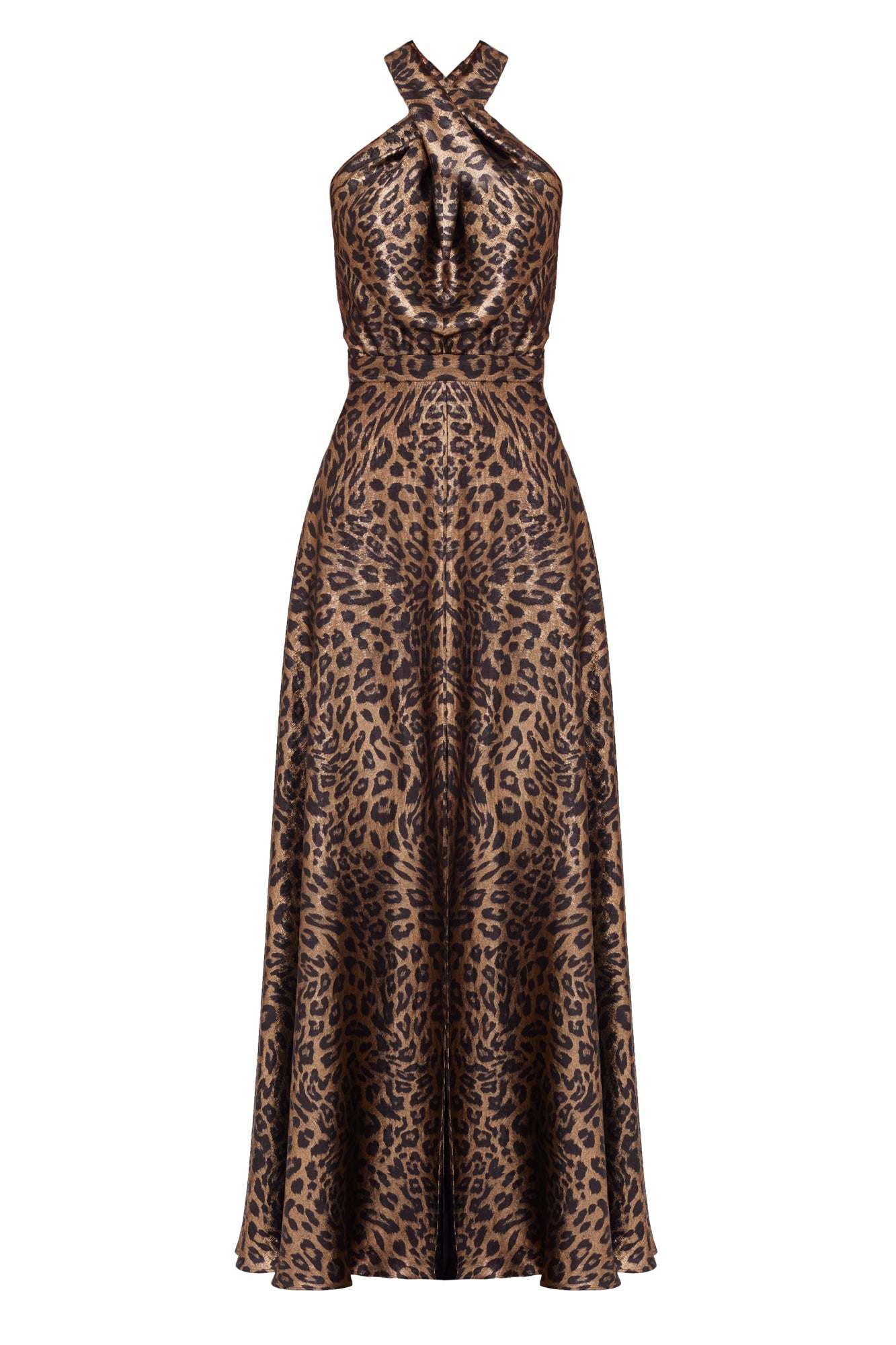 Undress Helida Black Bronze Leopard Print Long Dress With Criss