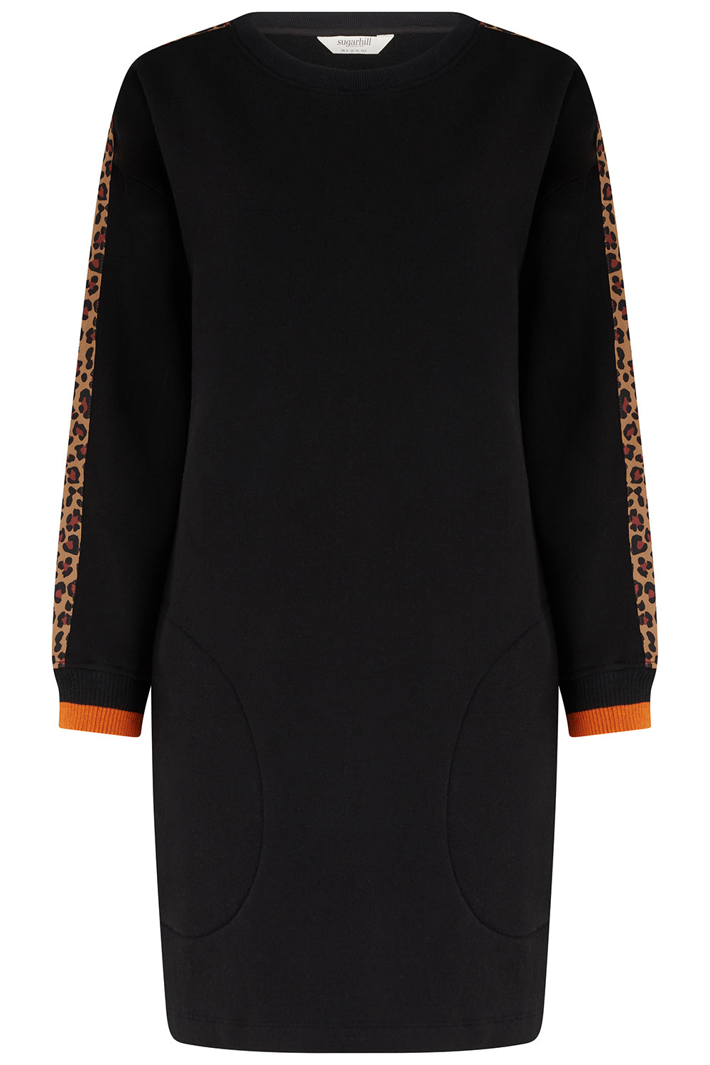 Sugarhill Brighton Women's Marta Short Sweatshirt Dress Black Leopard