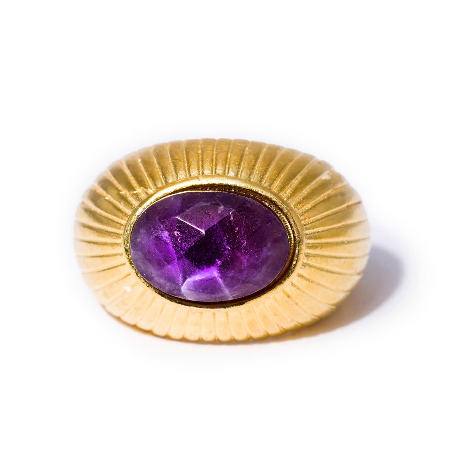 Kybele Studio Women's Gold / Purple Gold Oval Amethyst Ring In Multi