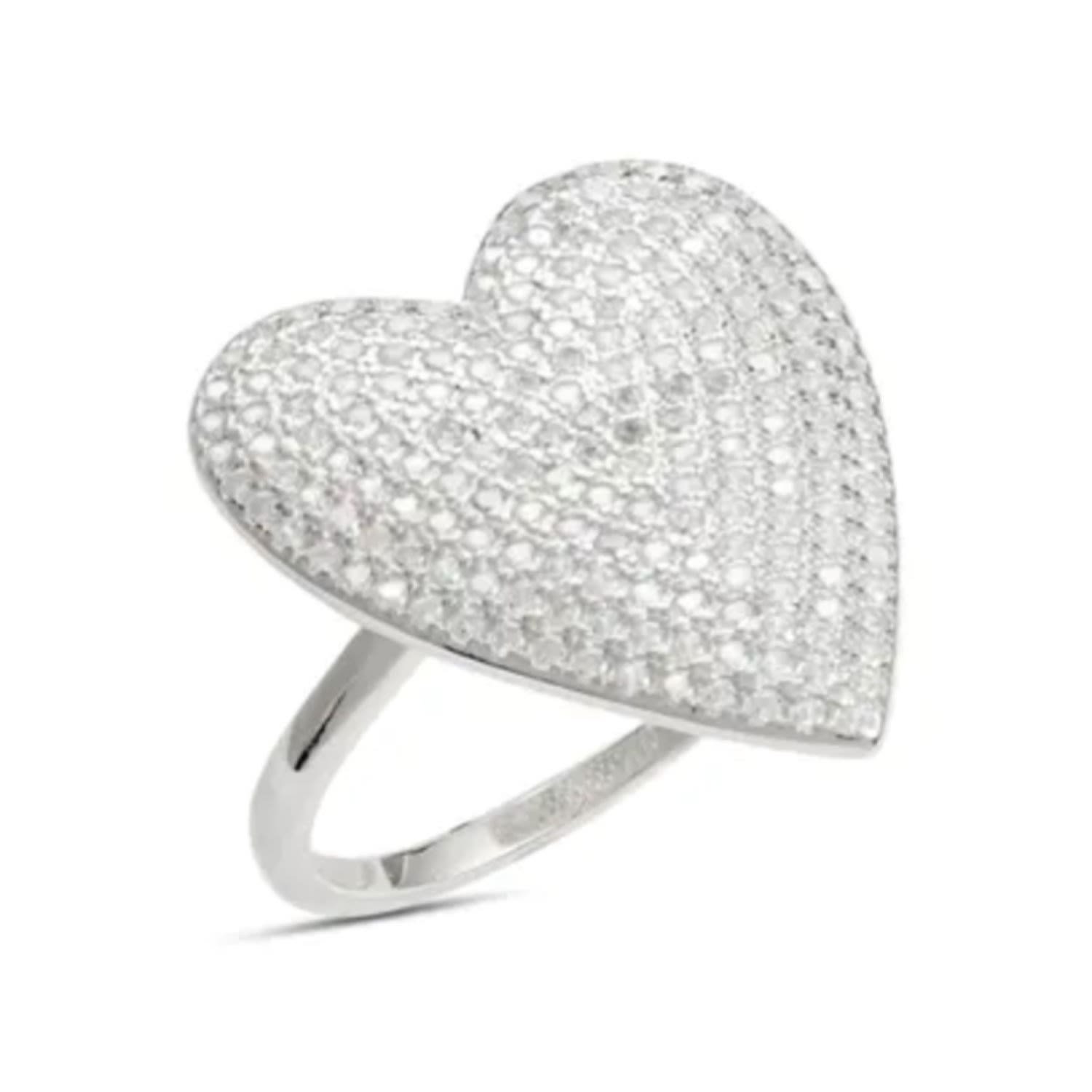 Women’s Pave Heart Ring - Silver Shymi