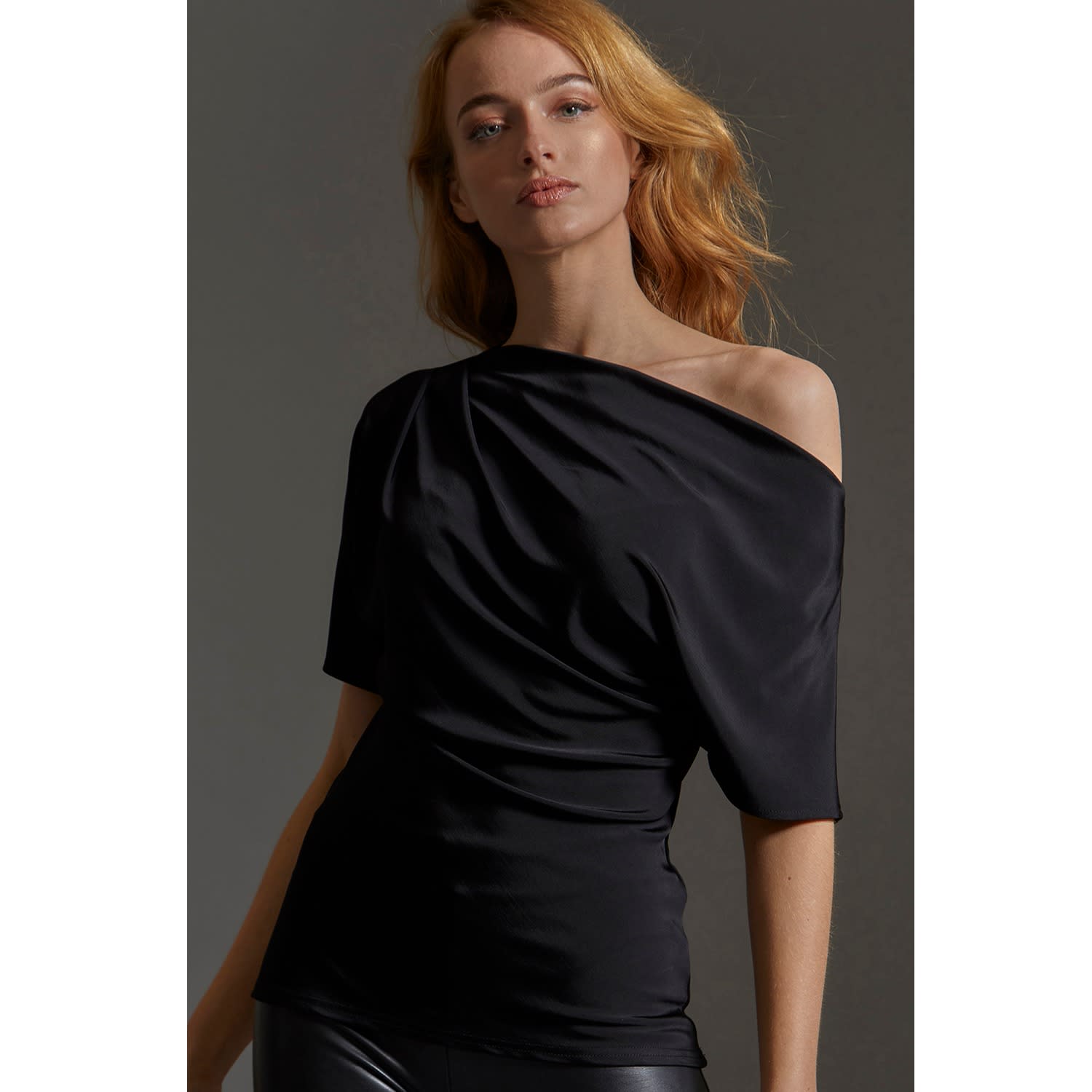 black drop shoulder top