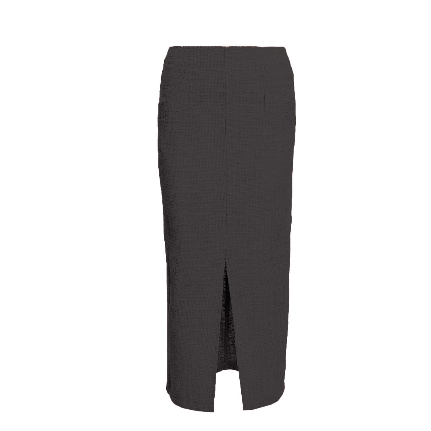 Bluzat Women's Black Midi Skirt With Front Slit In Black