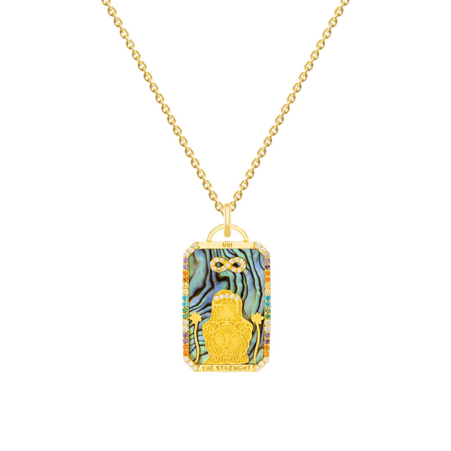 Lavani Jewels Women's Goldplated "the Strength" Tarot Card Necklace In Multi