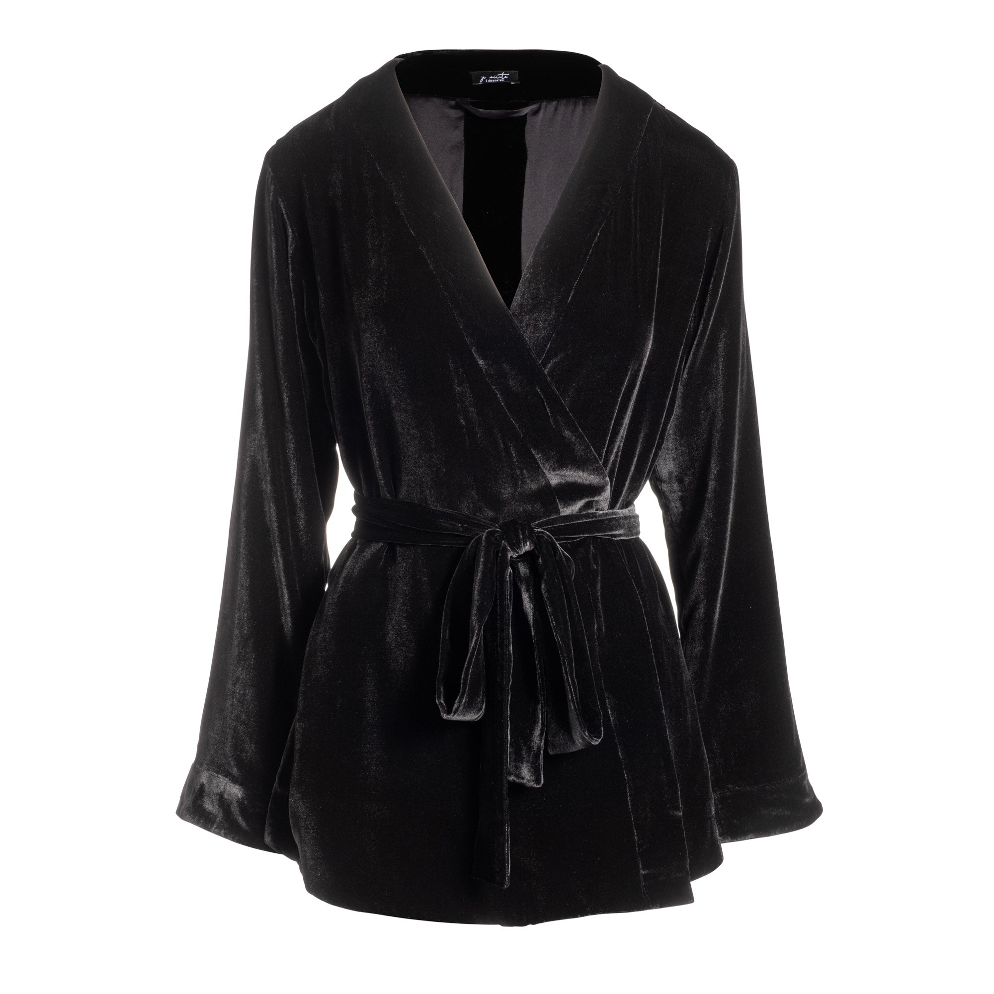 Je Mérite (i Deserve) Women's Black Josephine Silk Velvet Short Robe In Noire In Black