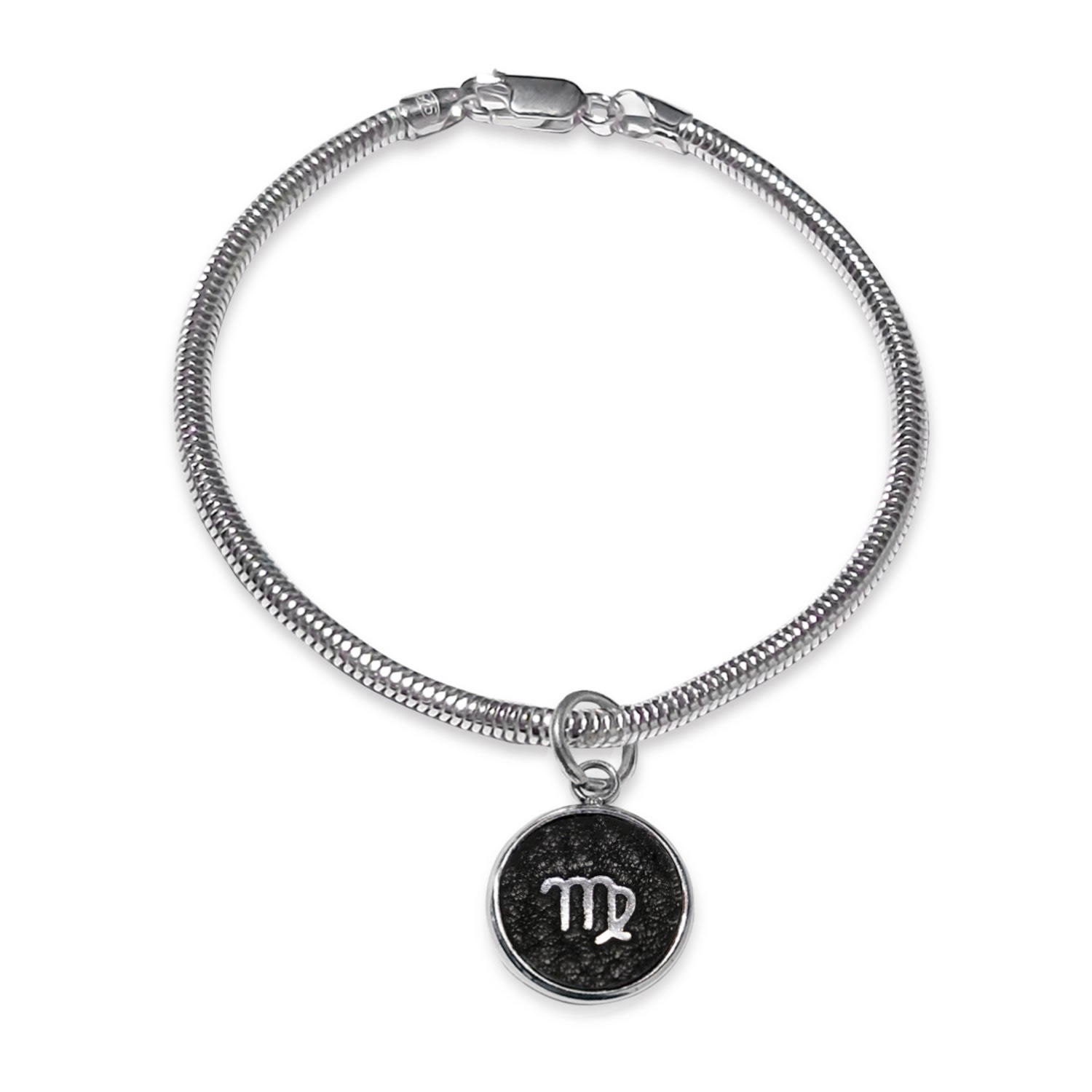 N'damus London Men's Black Virgo Zodiac Astrolab Leather & Sterling Silver Bracelet In Black
