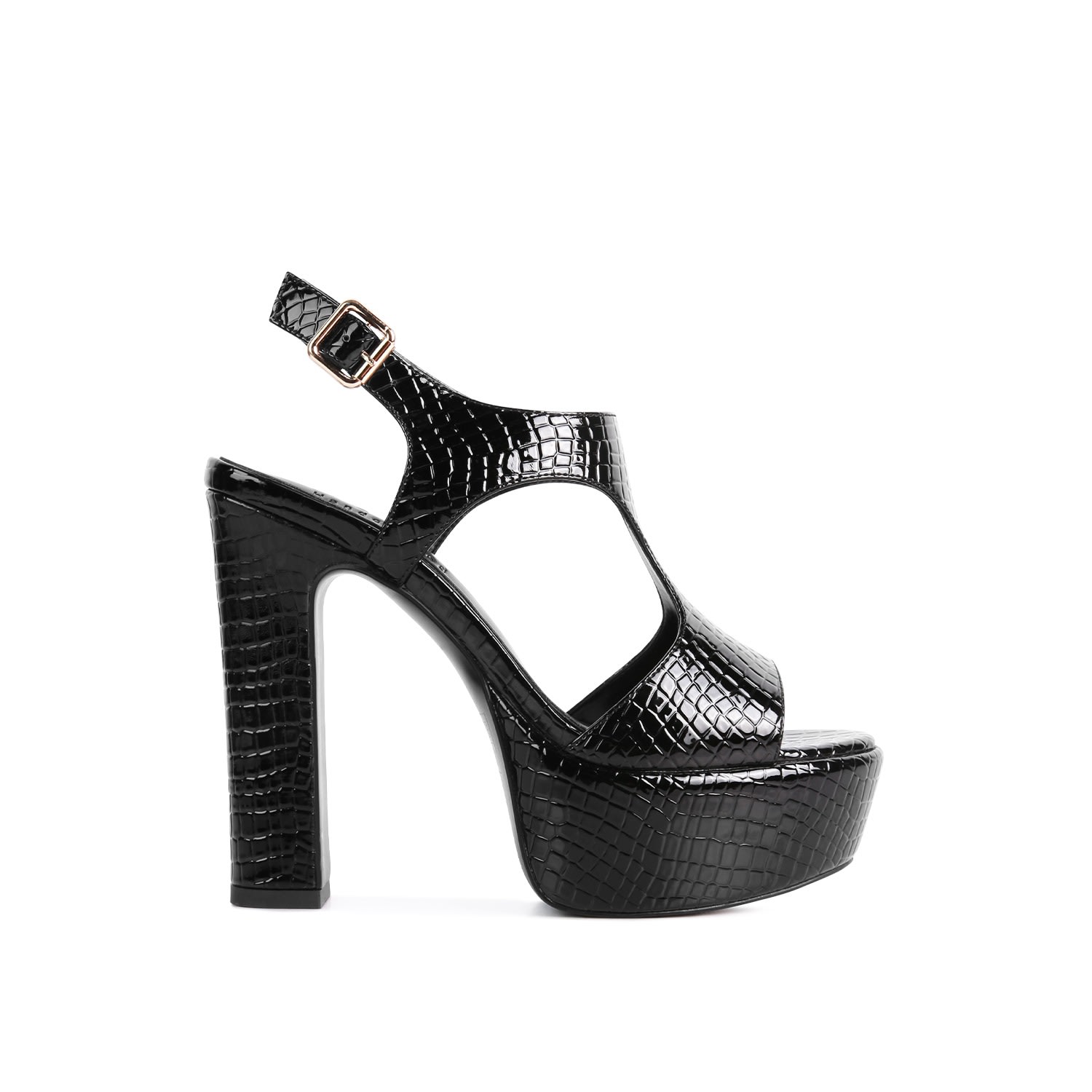 Women’s Croft Croc High Heeled Cut Out Sandals In Black 6 Uk Rag & Co.