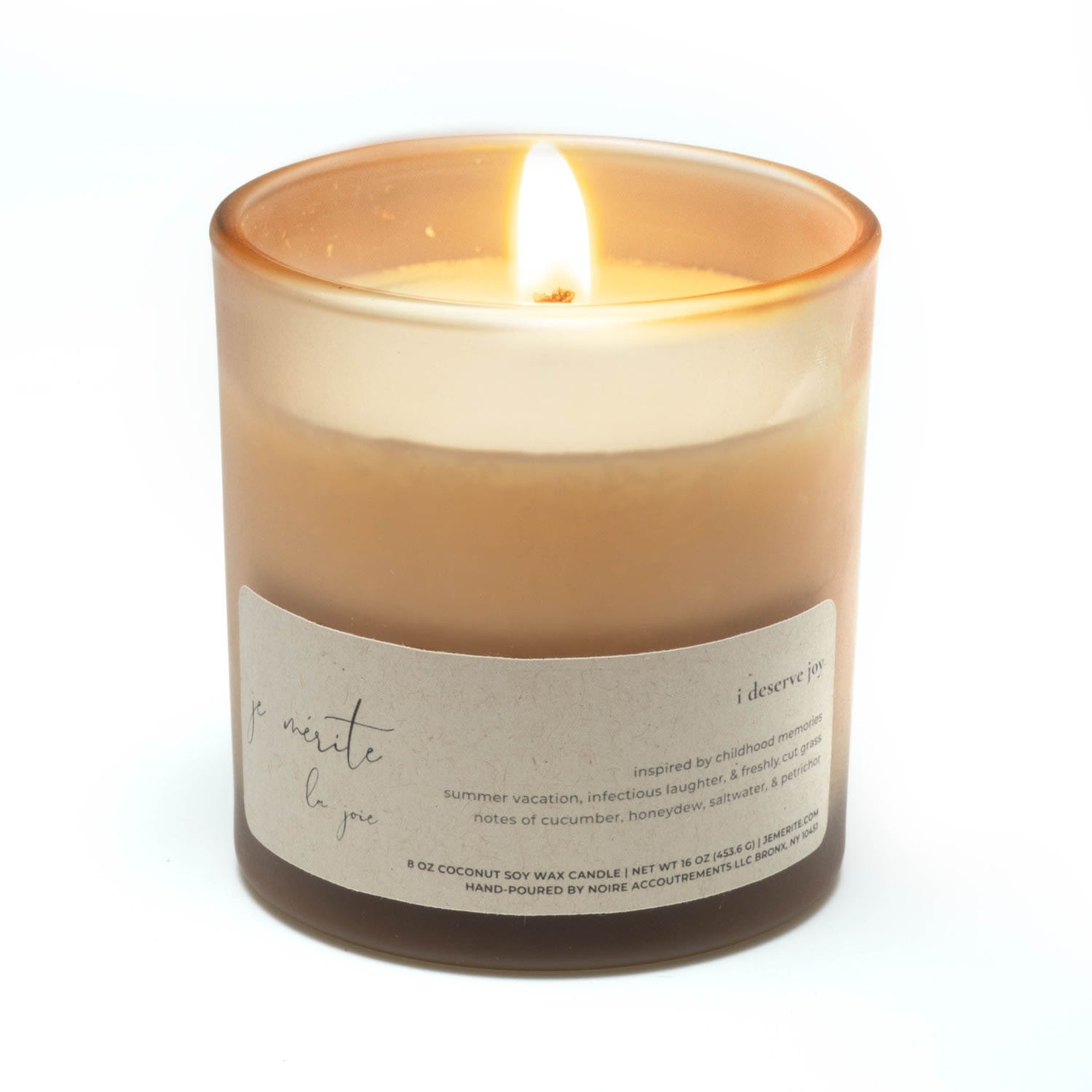 Je Mérite (i Deserve) White Je Mérite La Joie, I Deserve Joy Affirmation Candle In White